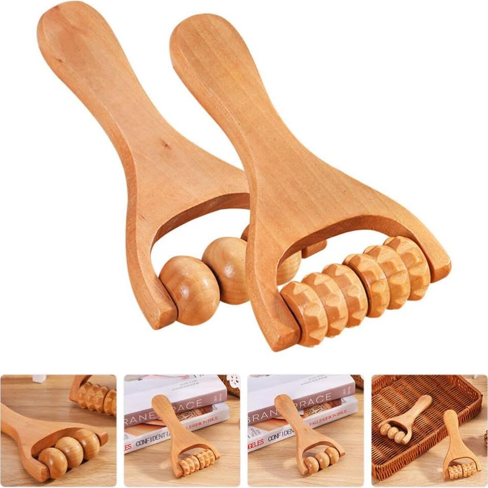Rodillo de Masaje de Madera Ciieeo - 2 Pack para Alivio Muscular