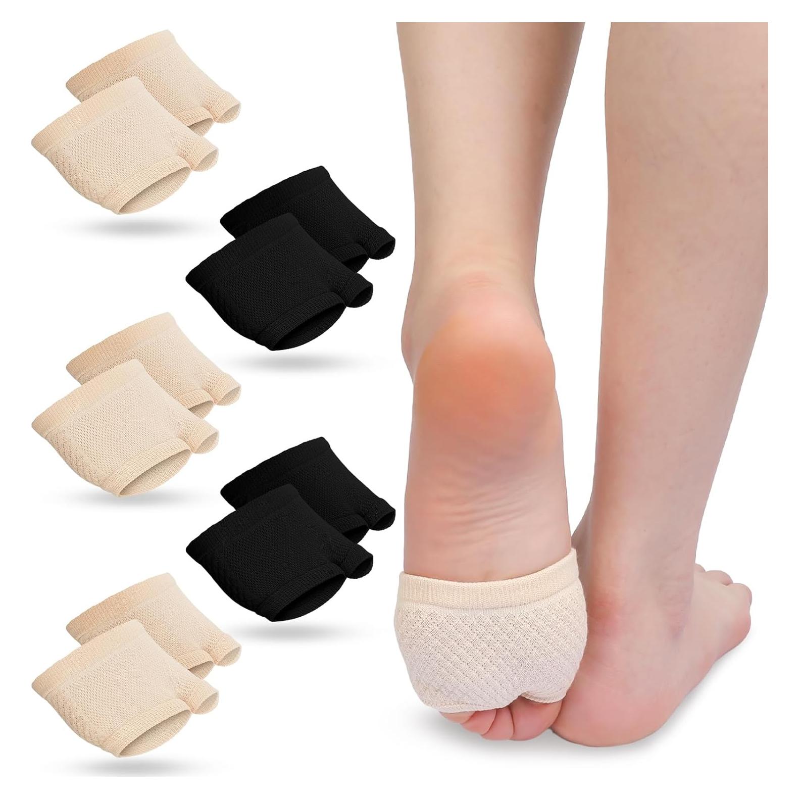 5 Pares Calcetines Antideslizantes Peep Toe Mule Algodón Beige y Negro