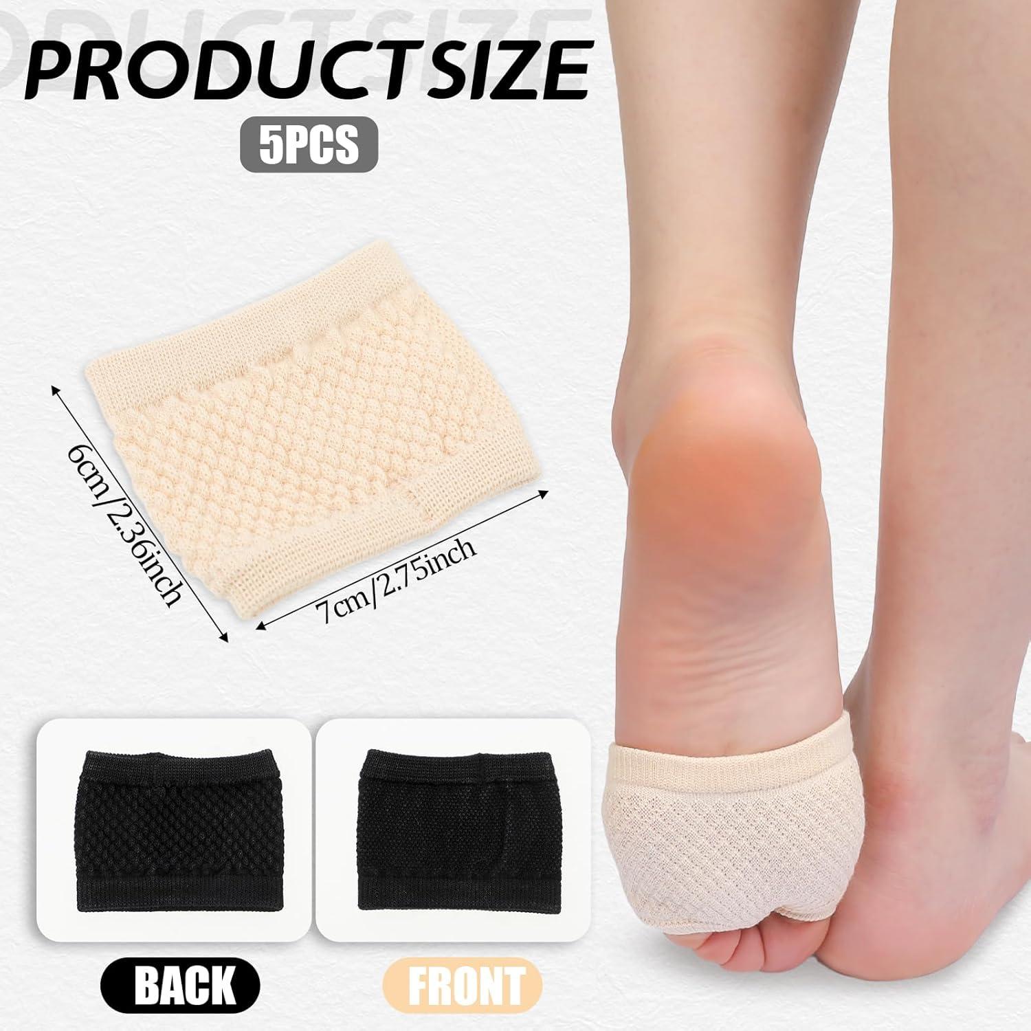 5 Pares Calcetines Antideslizantes Peep Toe Mule Algodón Beige y Negro