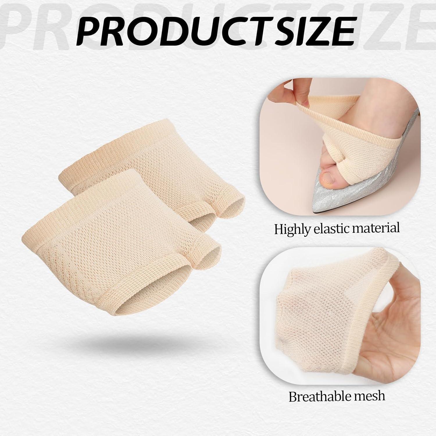 5 Pares Calcetines Antideslizantes Peep Toe Mule Algodón Beige y Negro