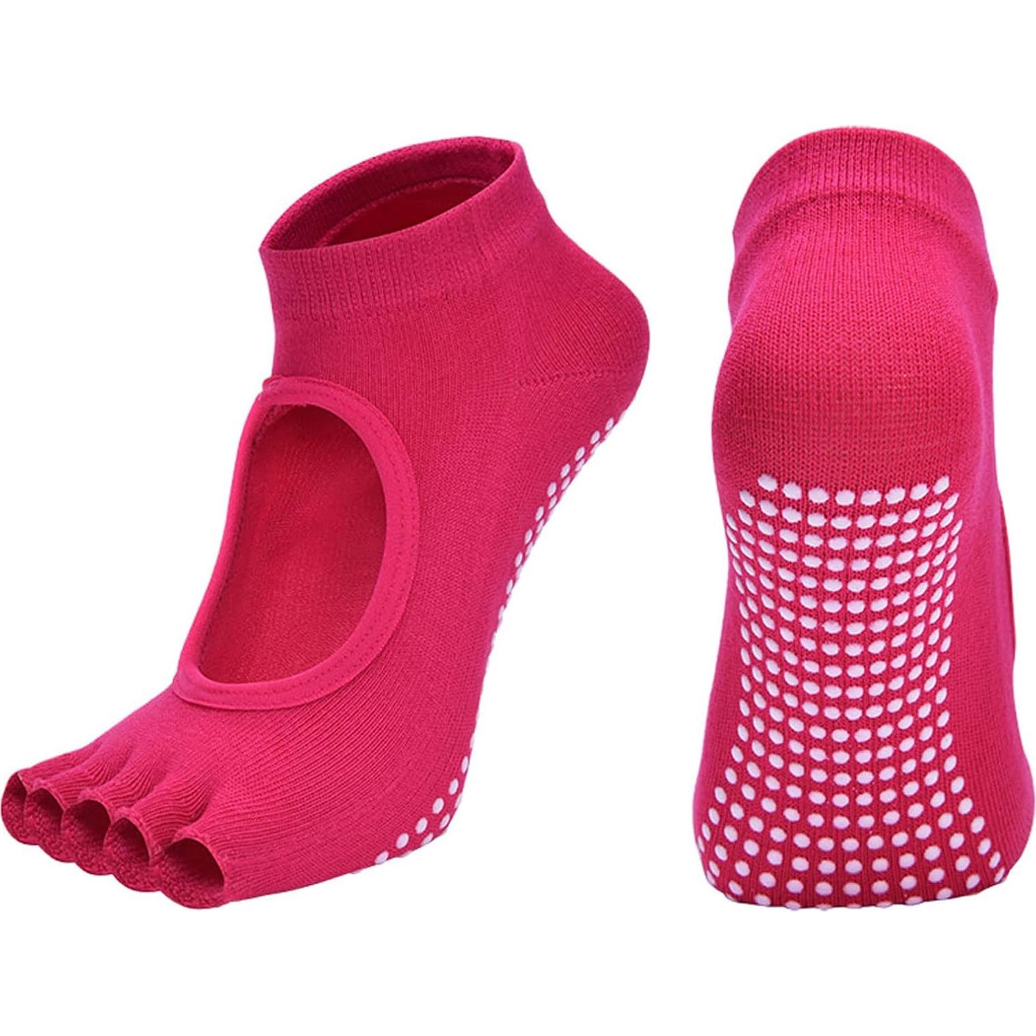 Calcetines de Yoga Sin Dedos para Mujeres - Antideslizantes 4 Pares