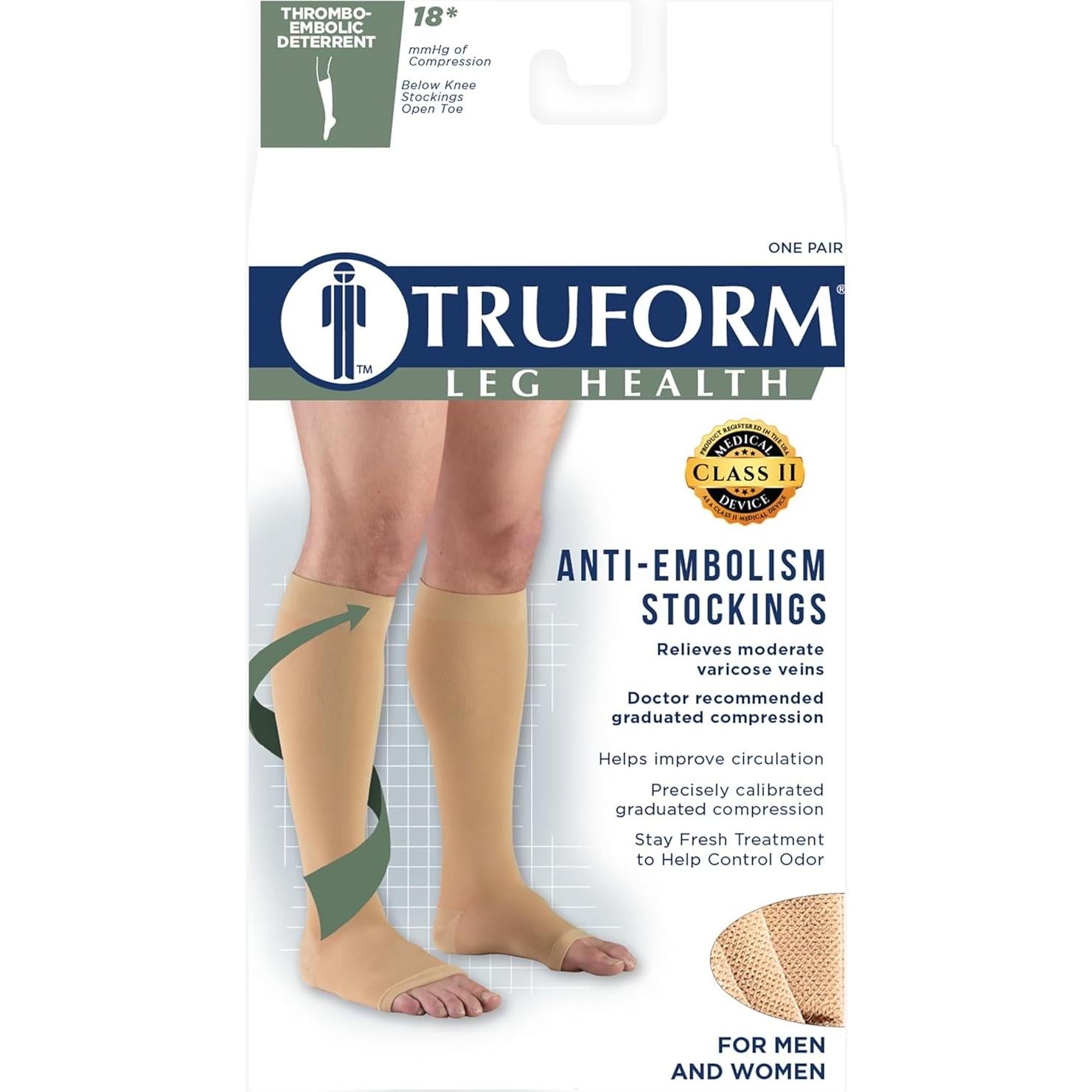 Medias Quirúrgicas Truform 0808, Compresión 18 mmHg, Unisex, Blanca, Mediana