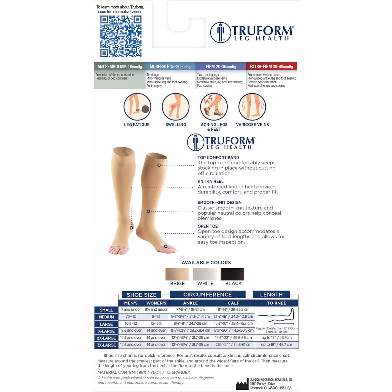 Medias Quirúrgicas Truform 0808, Compresión 18 mmHg, Unisex, Blanca, Mediana