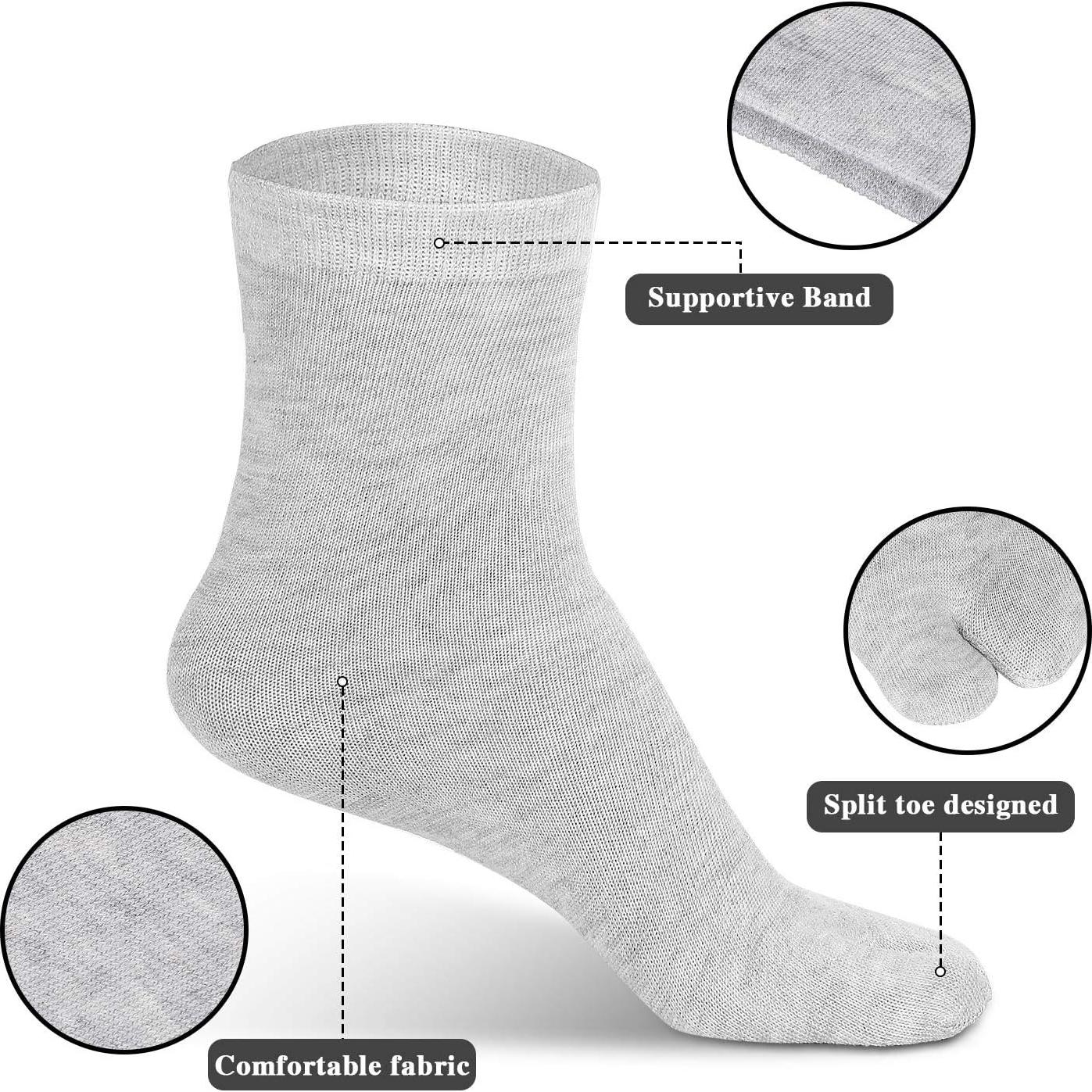Geyoga 6 Pares Calcetines Tabi Punta Dividida Unisex