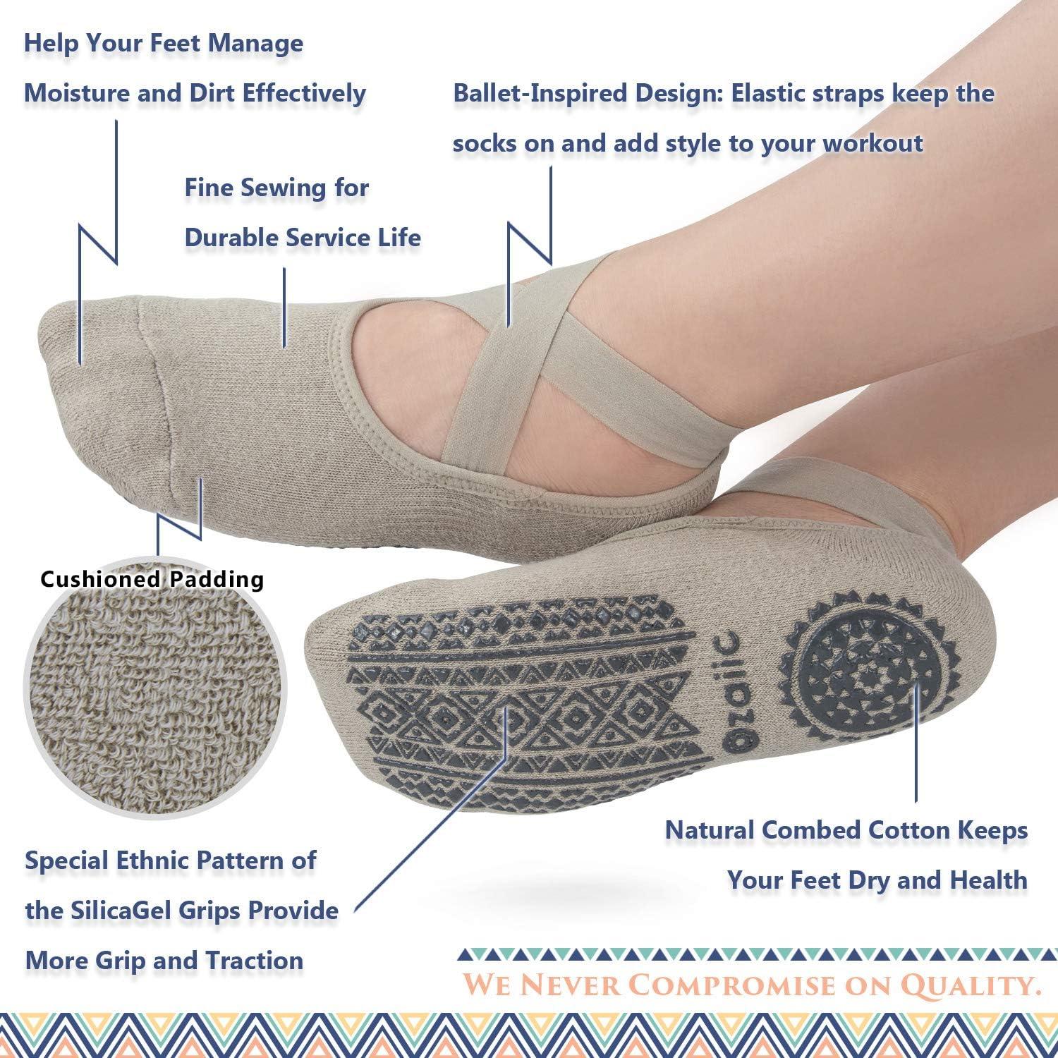 Calcetines de Yoga Ozaiic Antideslizantes 3 Pares Mujeres