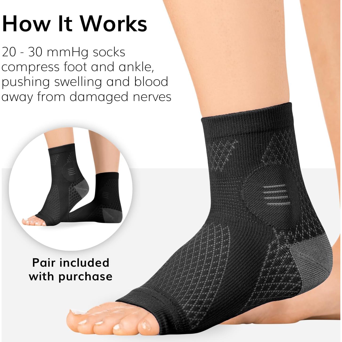 Calcetines de Compresión Neuropatía BraceAbility XL Negro