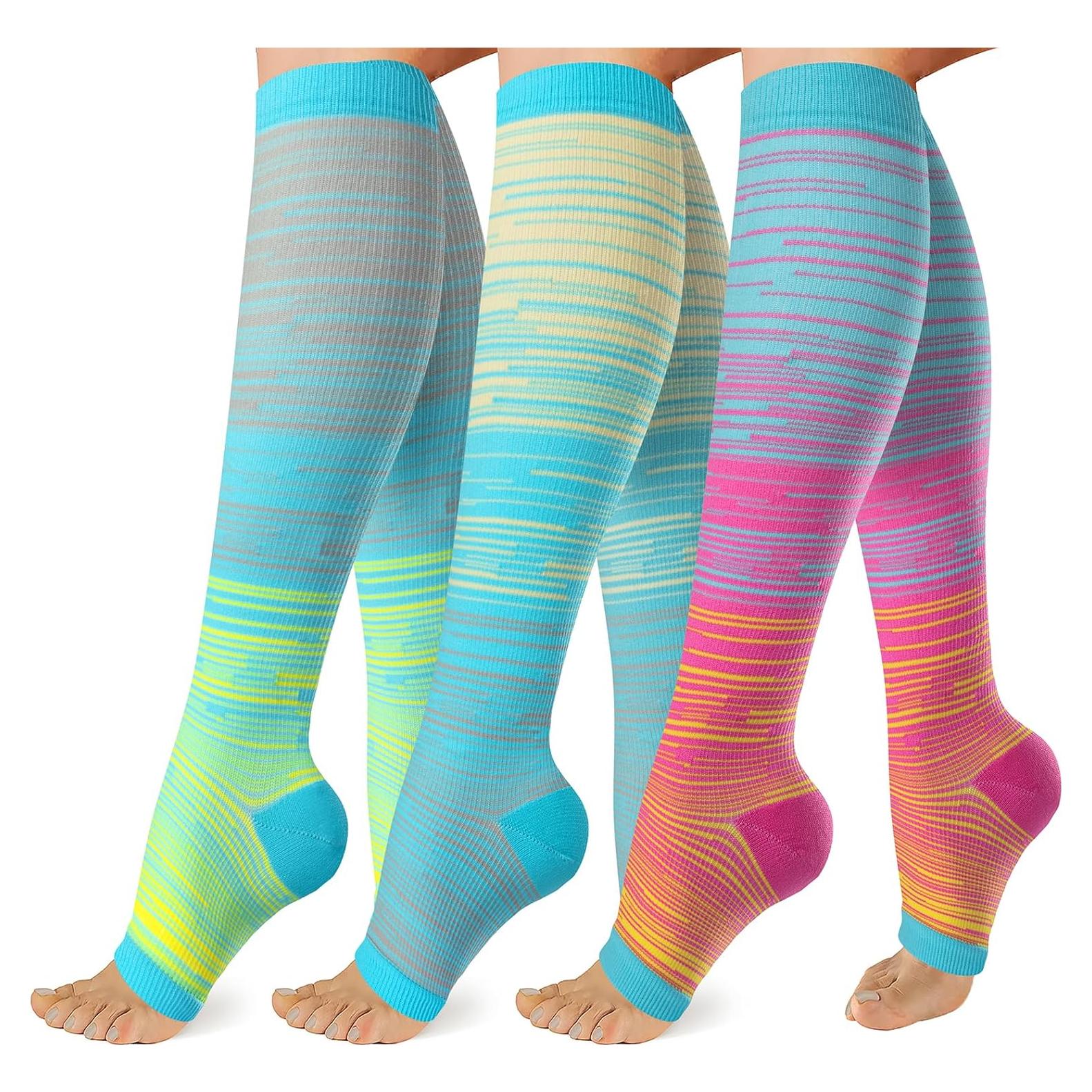 Calcetines de Compresión OUIVIAL 20-30mmHg Punta Abierta - 3 Pares