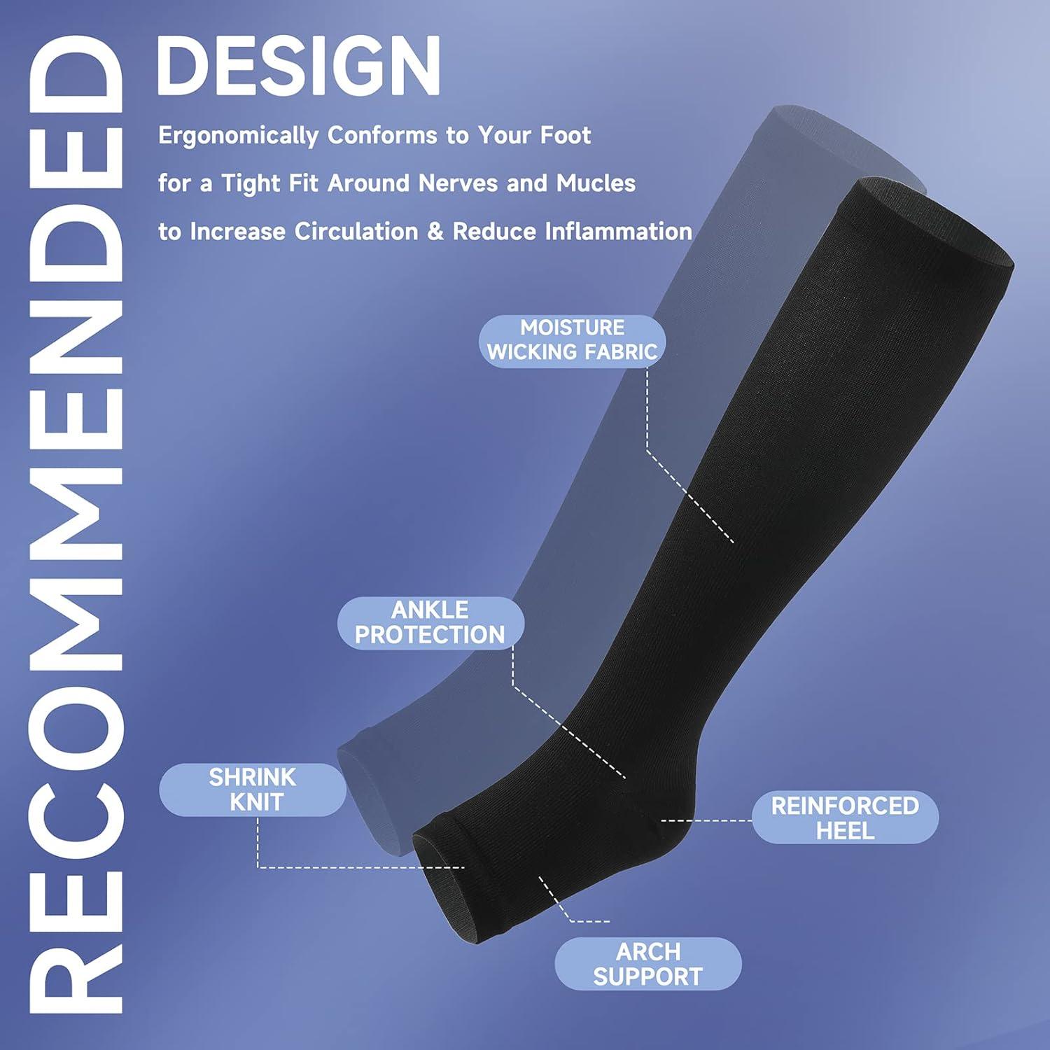 Calcetines de Compresión Bropite Punta Abierta 15-20 mmHg 2 Pares