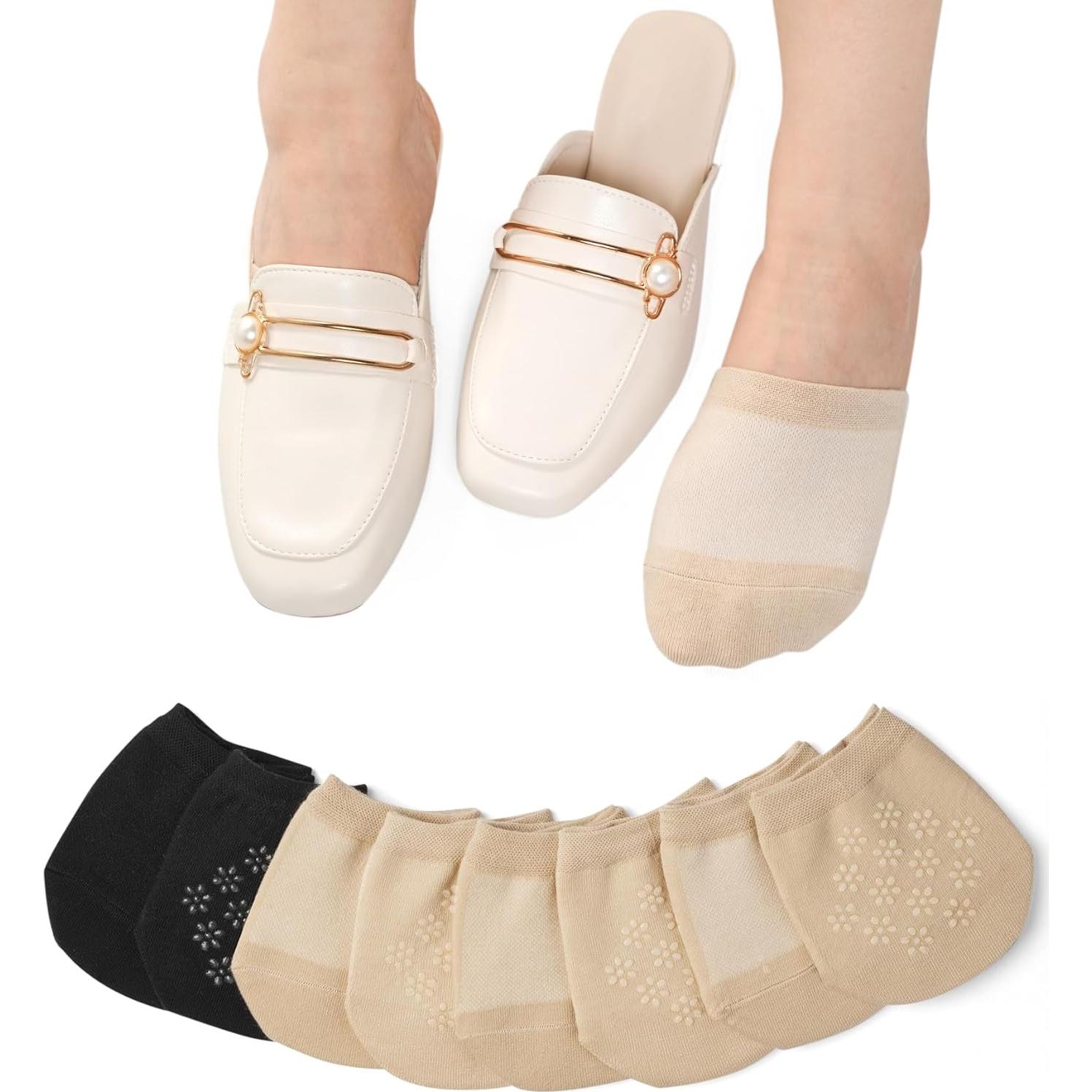 Calcetines de Dedos Murmorers para Mujeres 6 Pares Beige y Negros