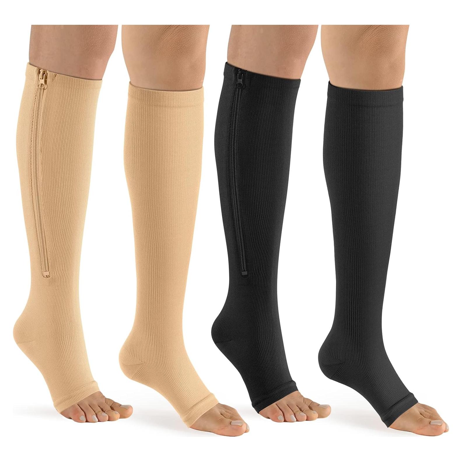 Calcetines de Compresión con Cremallera Bropite 15-20 mmHg - 2 Pares