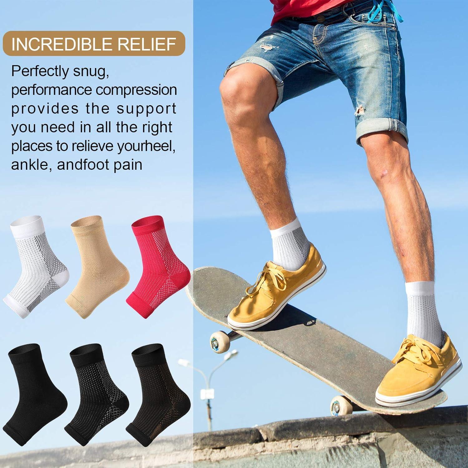 Geyoga 7 Pares Mangas de Compresión para Tobillo Alivio Dolor