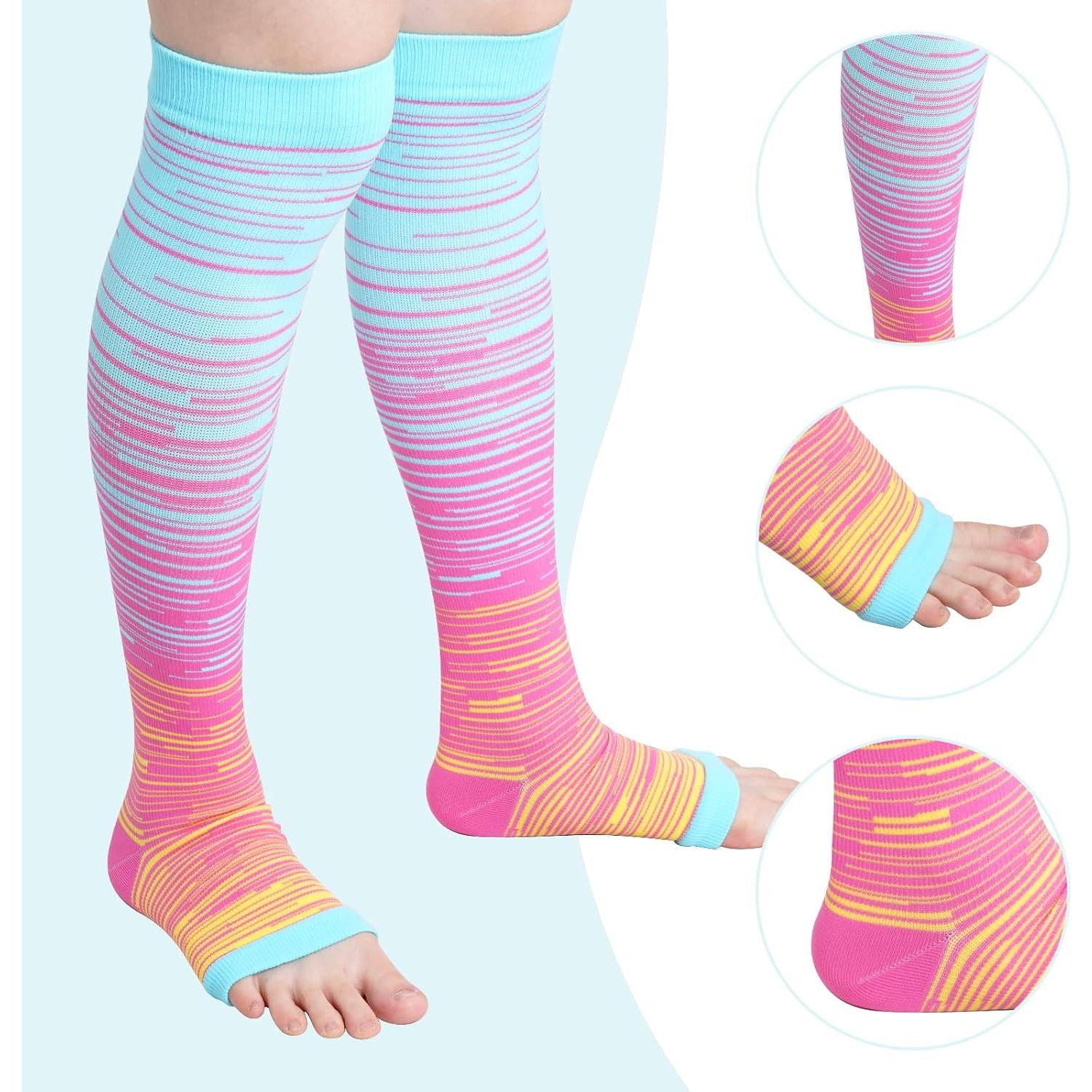 HOVEOX 3 Pares Calcetines Compresión Punta Abierta Unisex