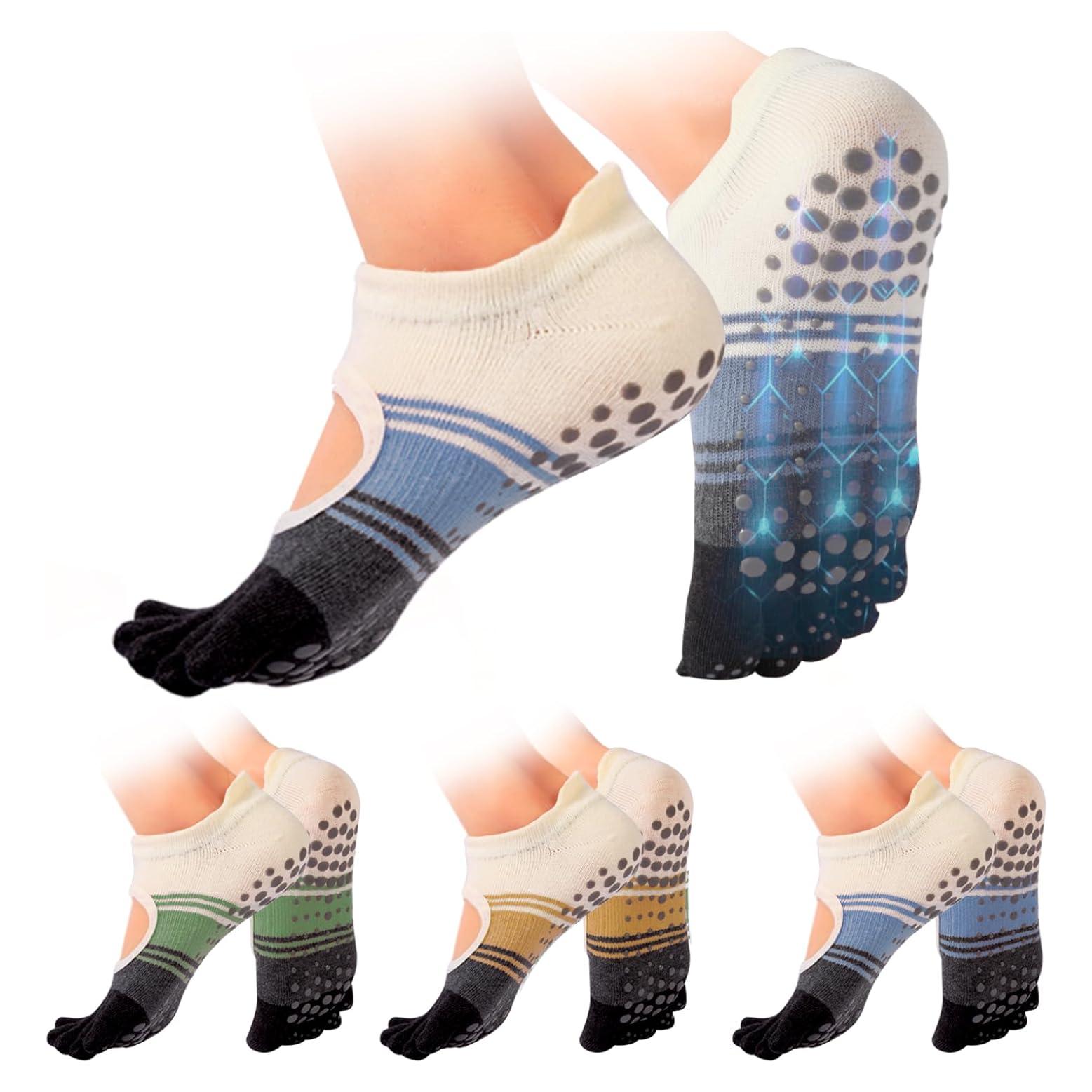 Calcetines Antideslizantes BERVASTO para Yoga y Pilates - 3 Pares