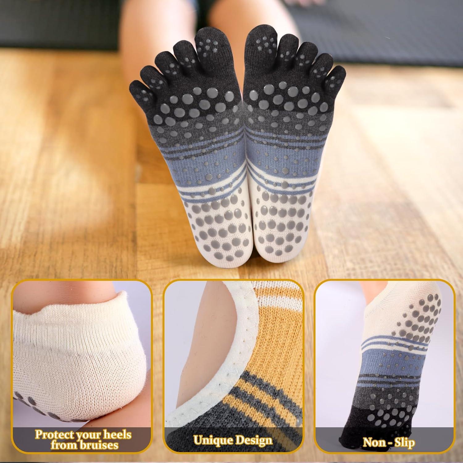 Calcetines Antideslizantes BERVASTO para Yoga y Pilates - 3 Pares