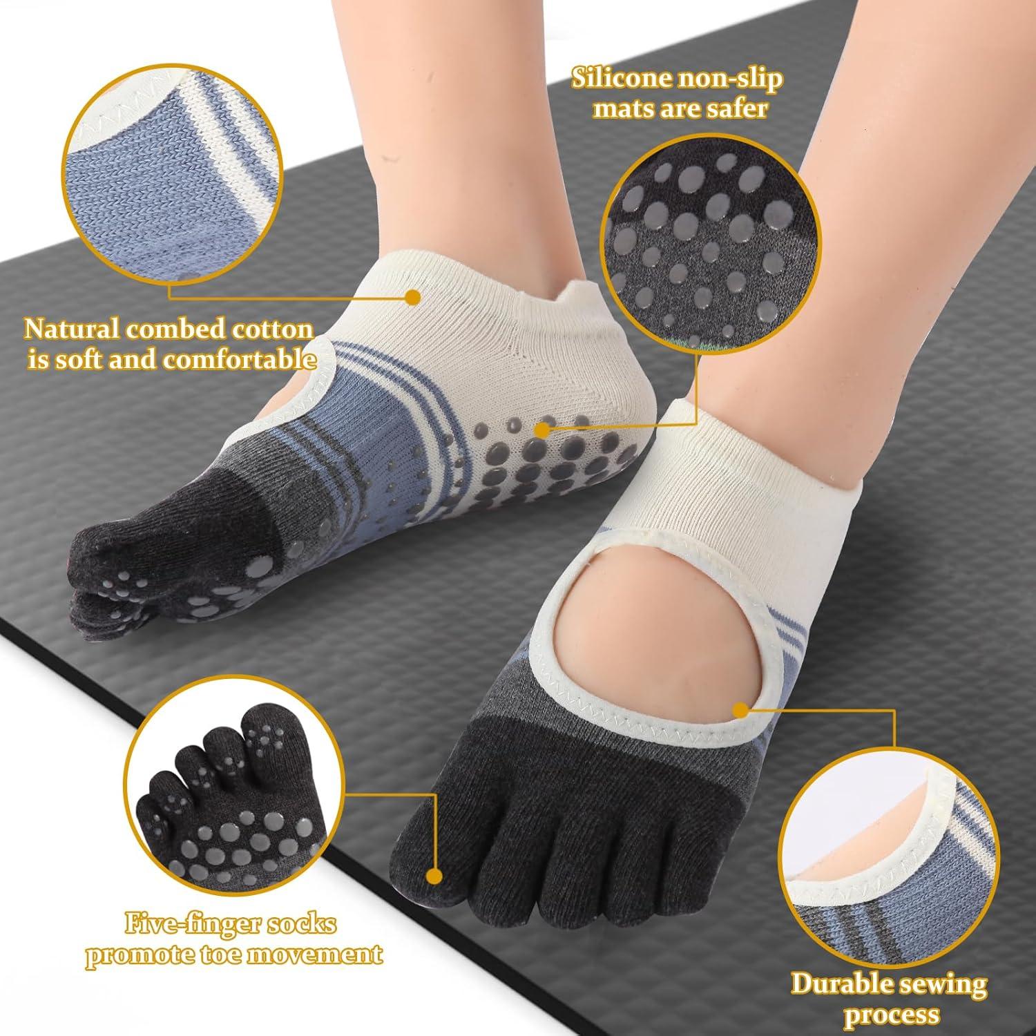 Calcetines Antideslizantes BERVASTO para Yoga y Pilates - 3 Pares