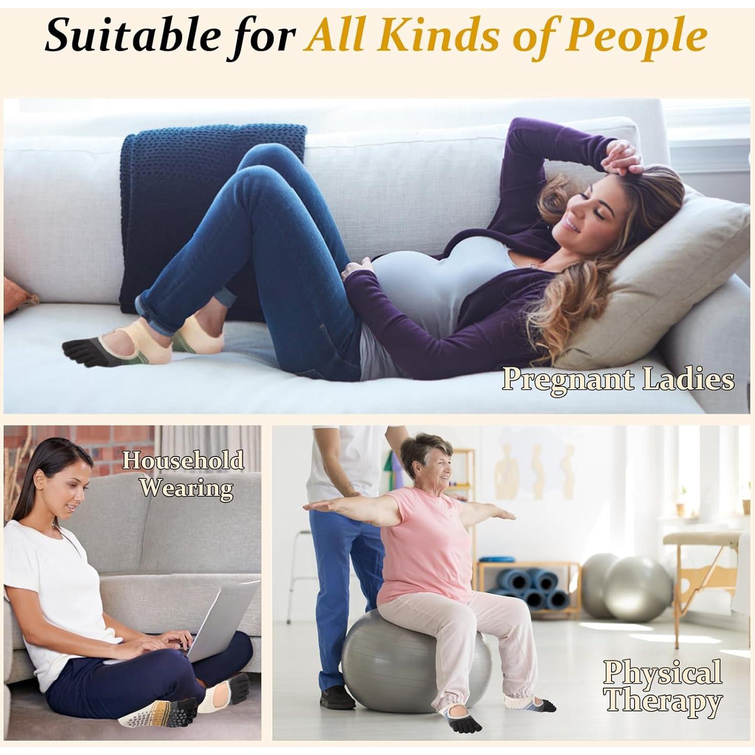 Calcetines Antideslizantes BERVASTO para Yoga y Pilates - 3 Pares