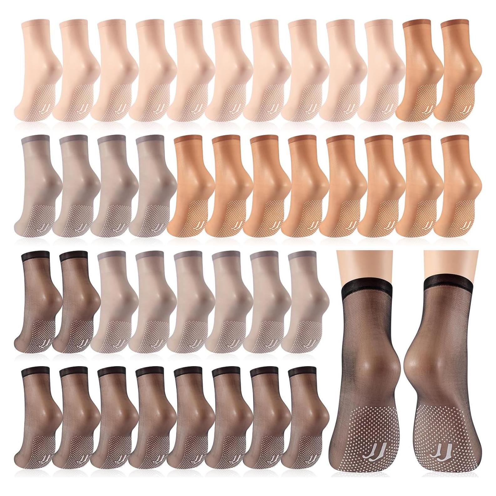 20 Pares de Medias de Nylon Transparentes Antideslizantes para Mujeres