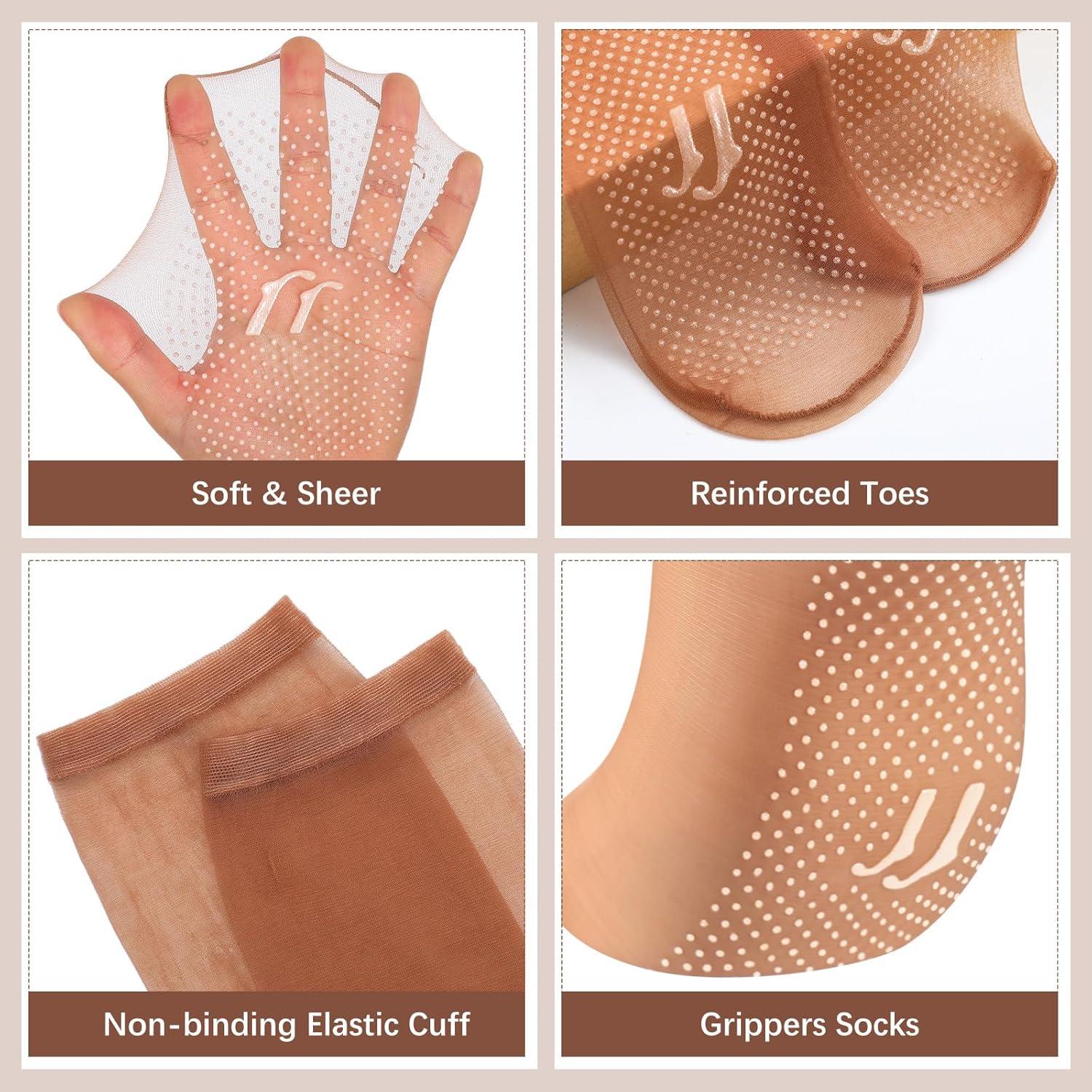 20 Pares de Medias de Nylon Transparentes Antideslizantes para Mujeres