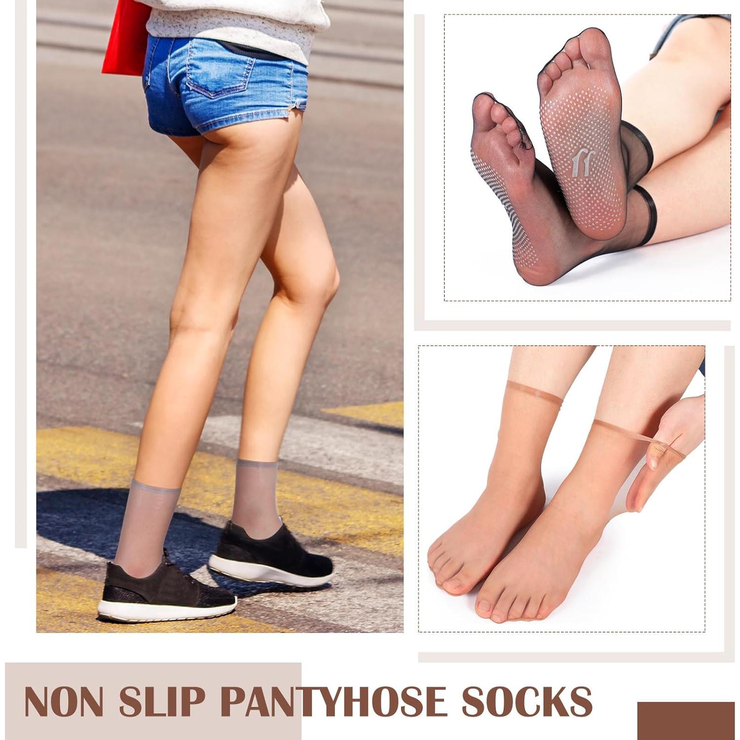 20 Pares de Medias de Nylon Transparentes Antideslizantes para Mujeres