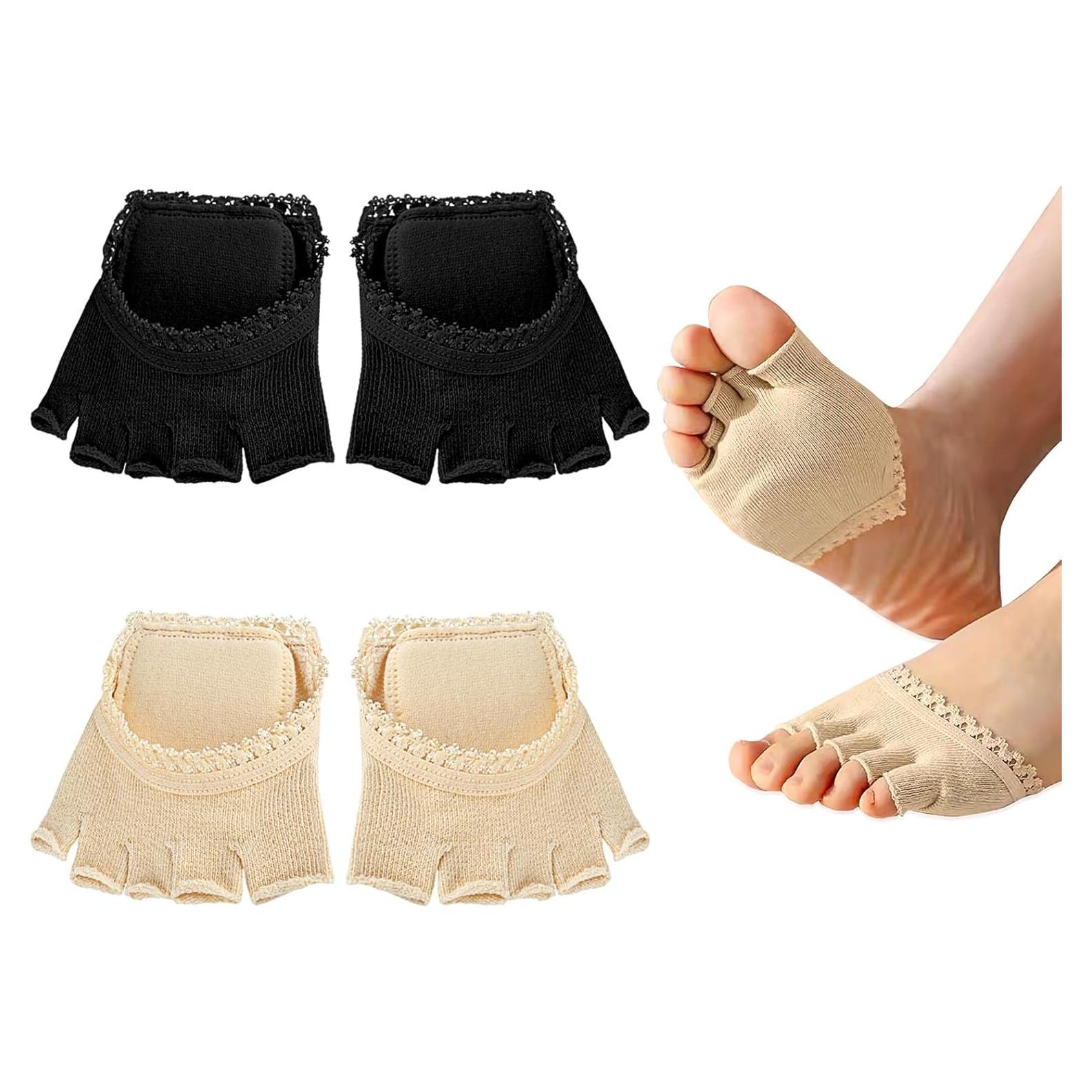 Medias Cortas Abiertas para Mujeres - 2 Pares Antideslizantes