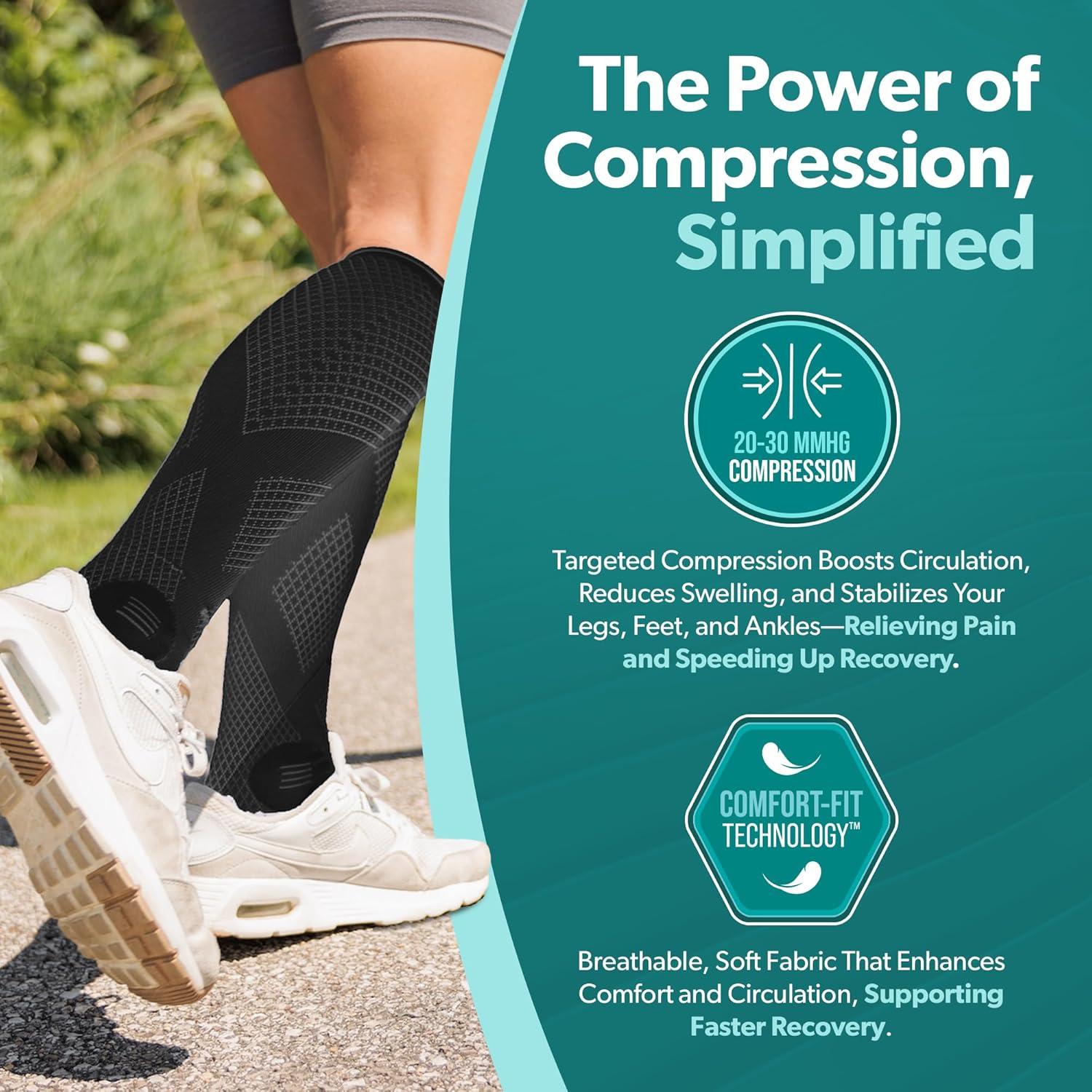 Calcetines de Compresión BraceAbility 20-30 mmHg Punta Abierta Negro L