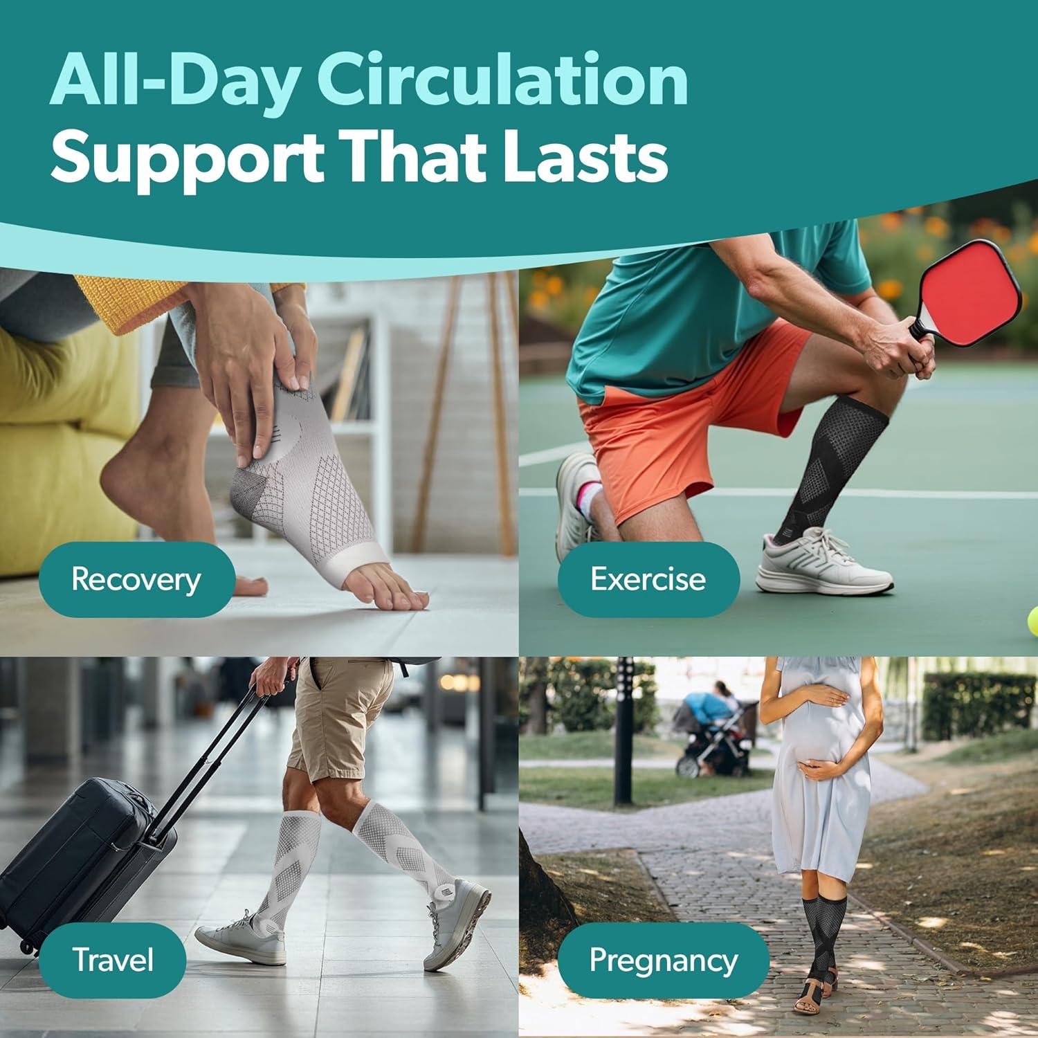 Calcetines de Compresión BraceAbility 20-30 mmHg Punta Abierta Negro L