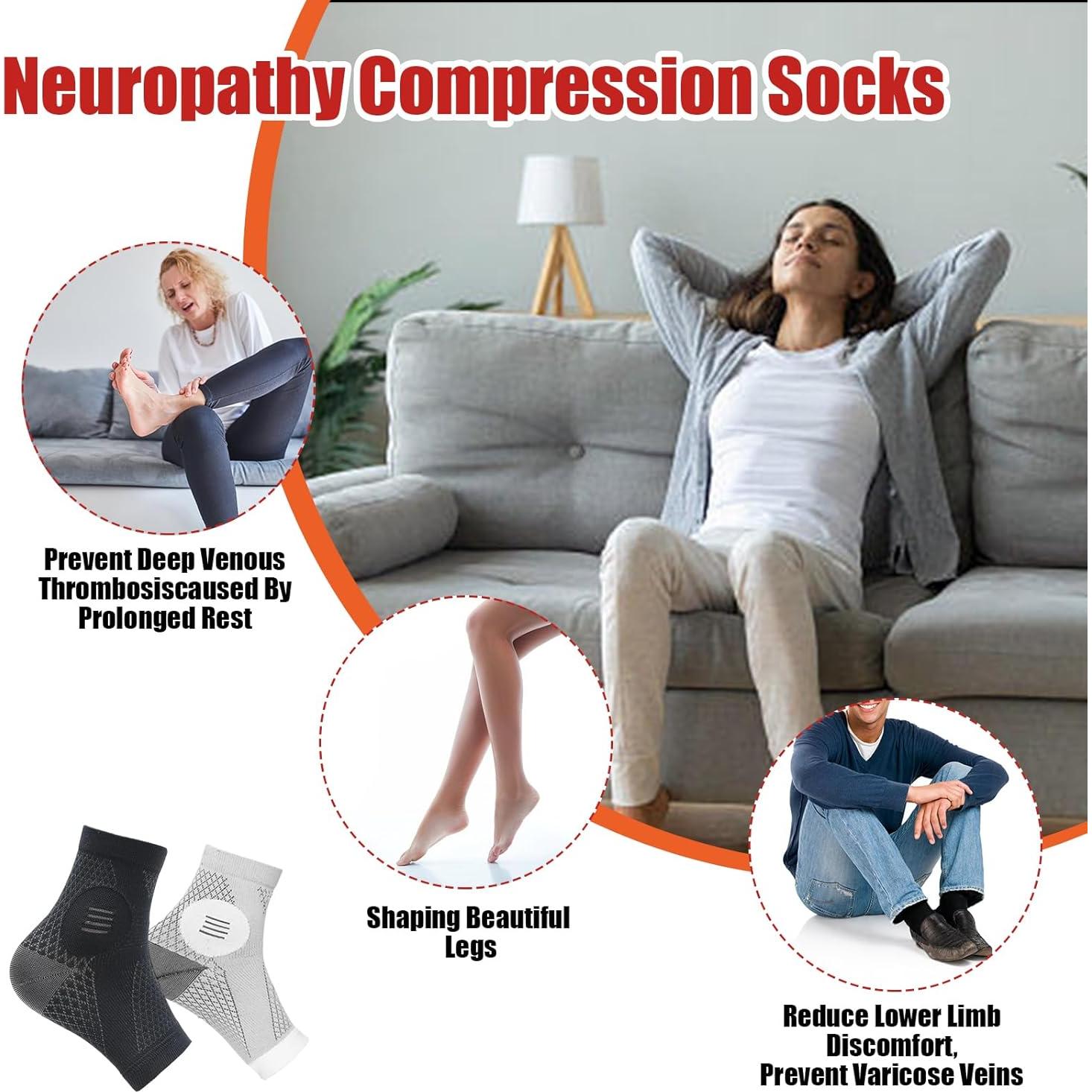 3 Pares Calcetines de Compresión Sagry para Fascitis Plantar - Alivio del Dolor y Soporte para Tobillo - Extra Grande Negro