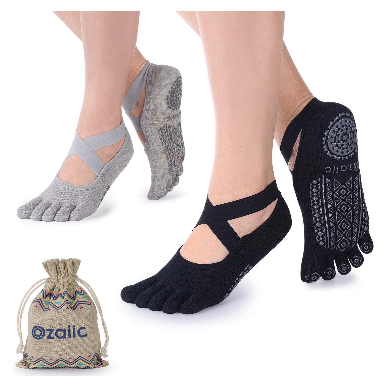 Calcetines de Yoga Antideslizantes Ozaiic para Mujeres - 2 Pares