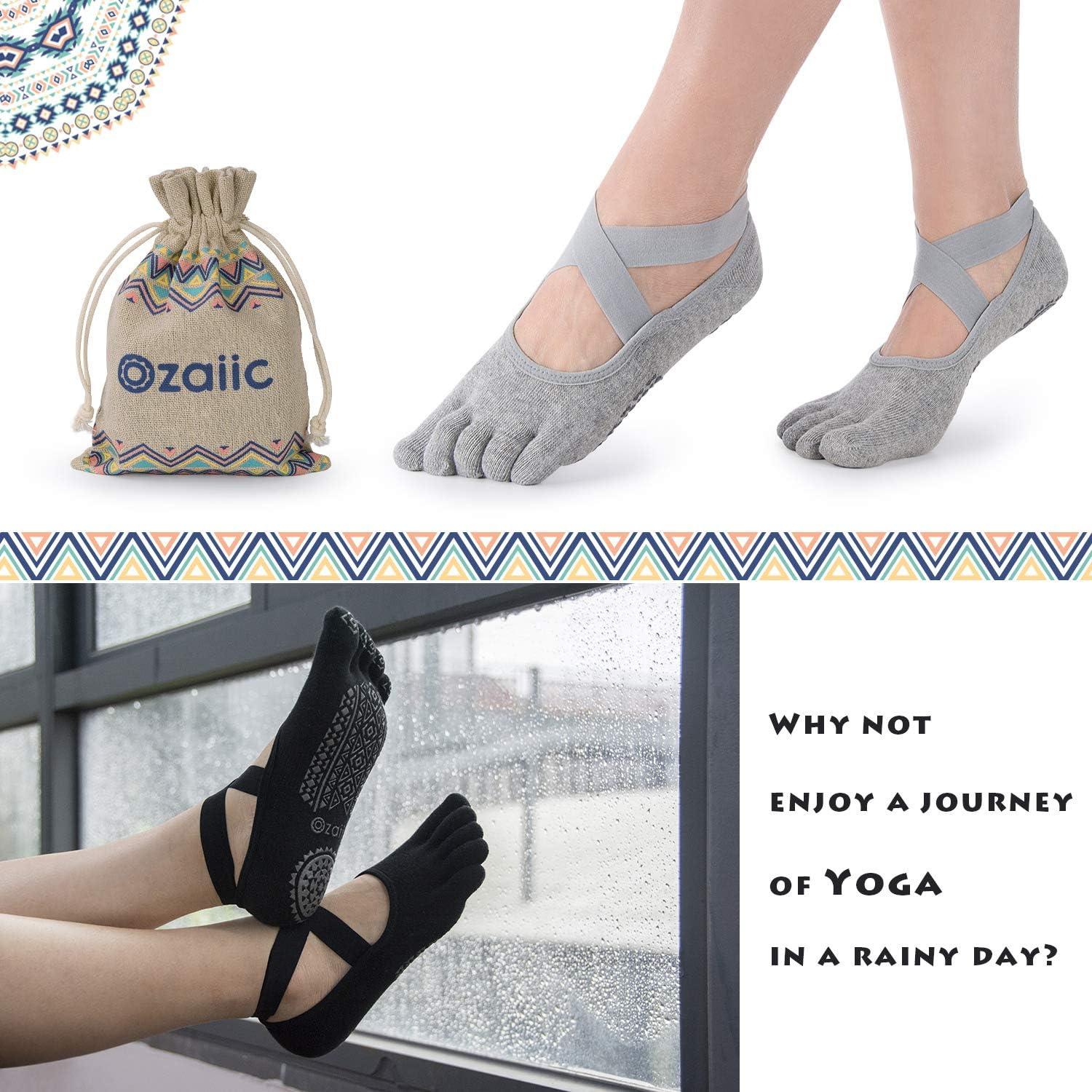 Calcetines de Yoga Antideslizantes Ozaiic para Mujeres - 2 Pares