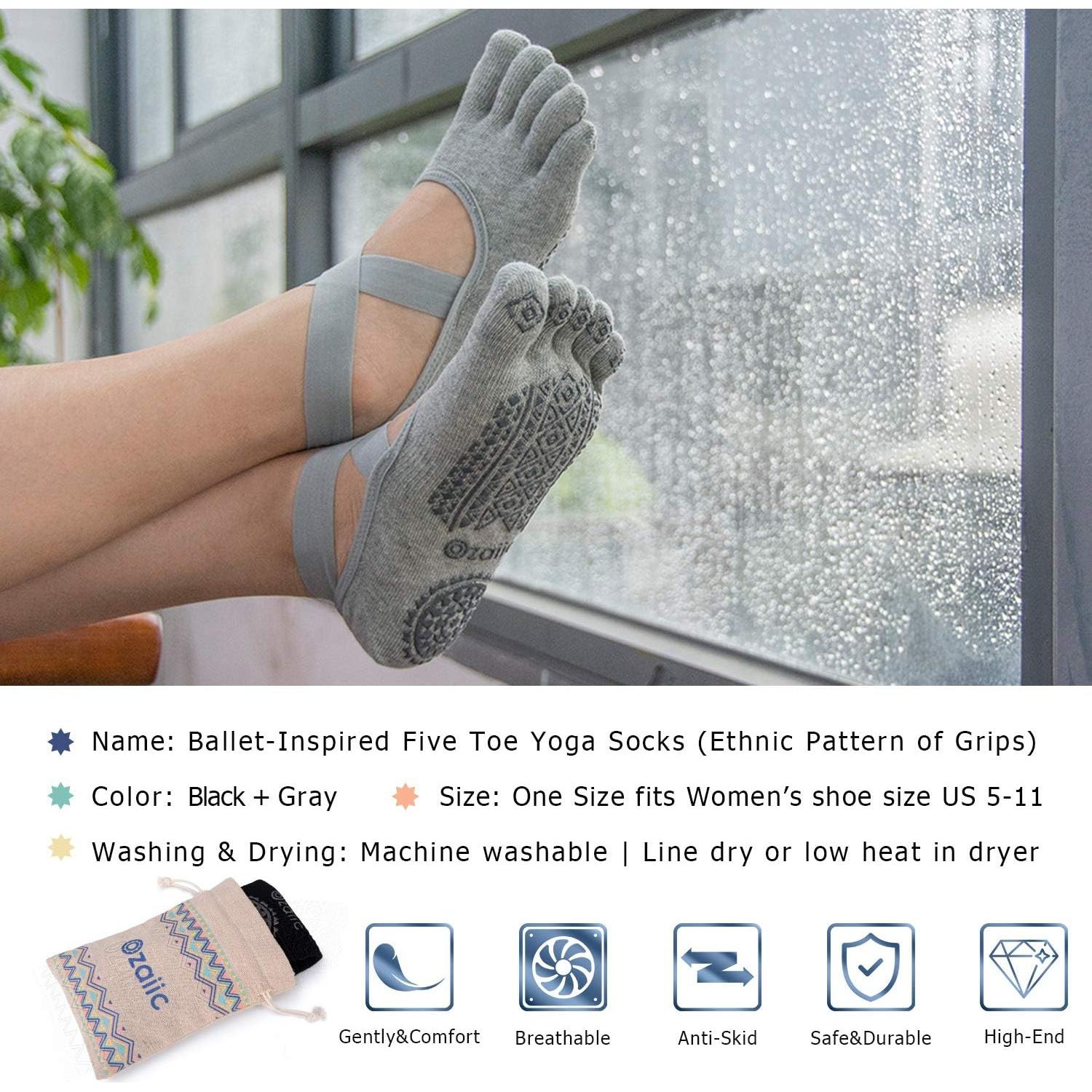 Calcetines de Yoga Antideslizantes Ozaiic para Mujeres - 2 Pares