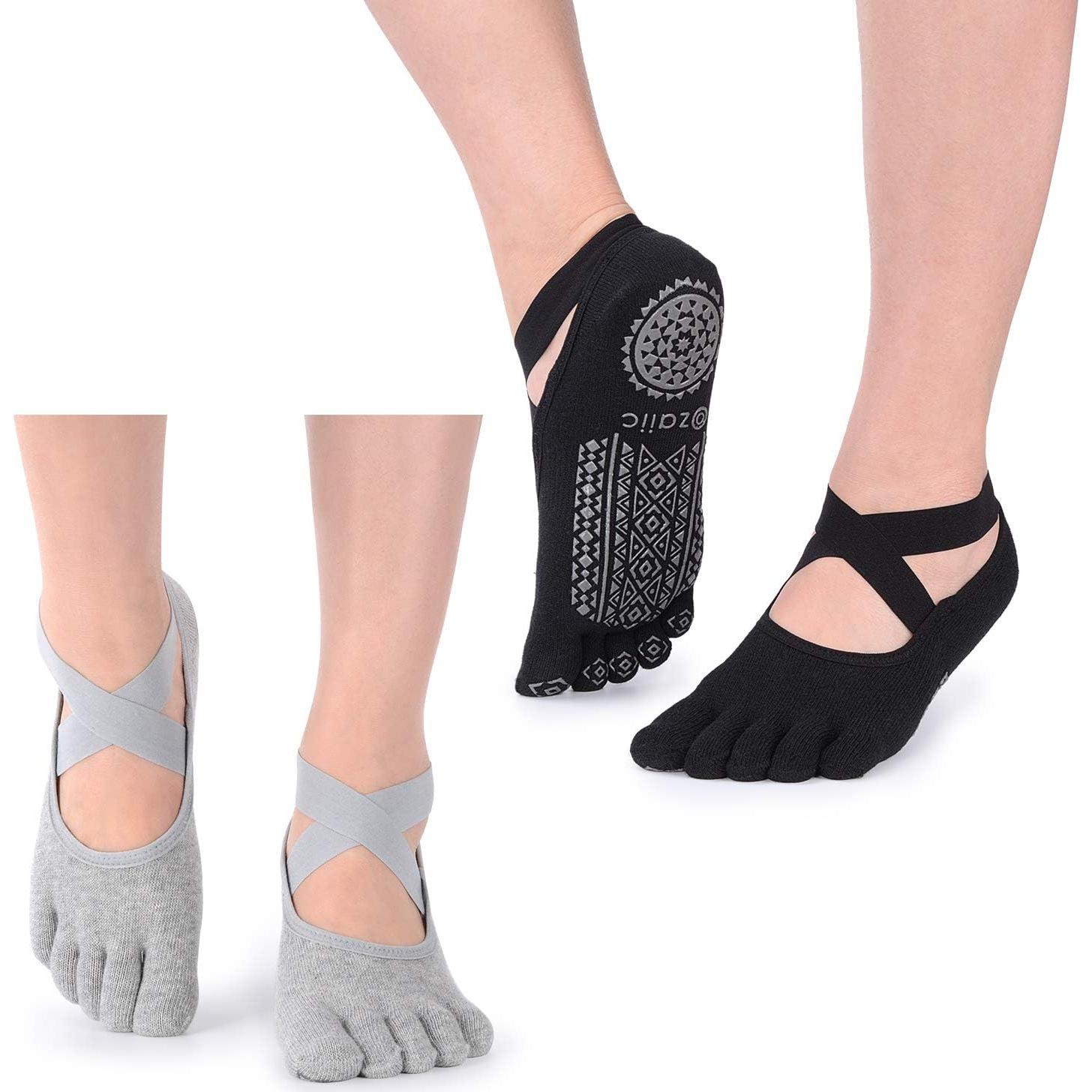 Calcetines de Yoga Antideslizantes Ozaiic para Mujeres - 2 Pares