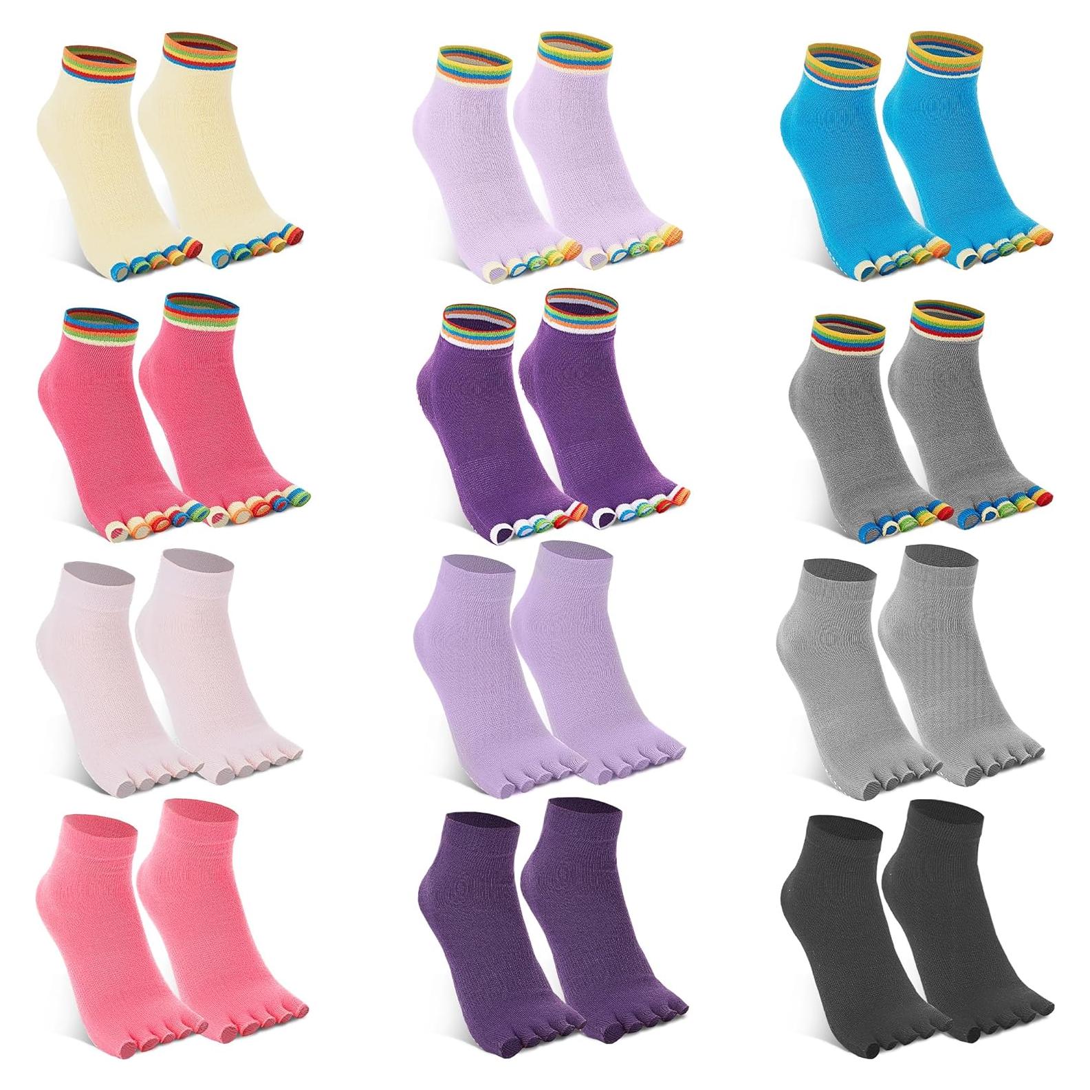 Calcetines de Yoga Antideslizantes Jeuhut 12 Pares Mujeres