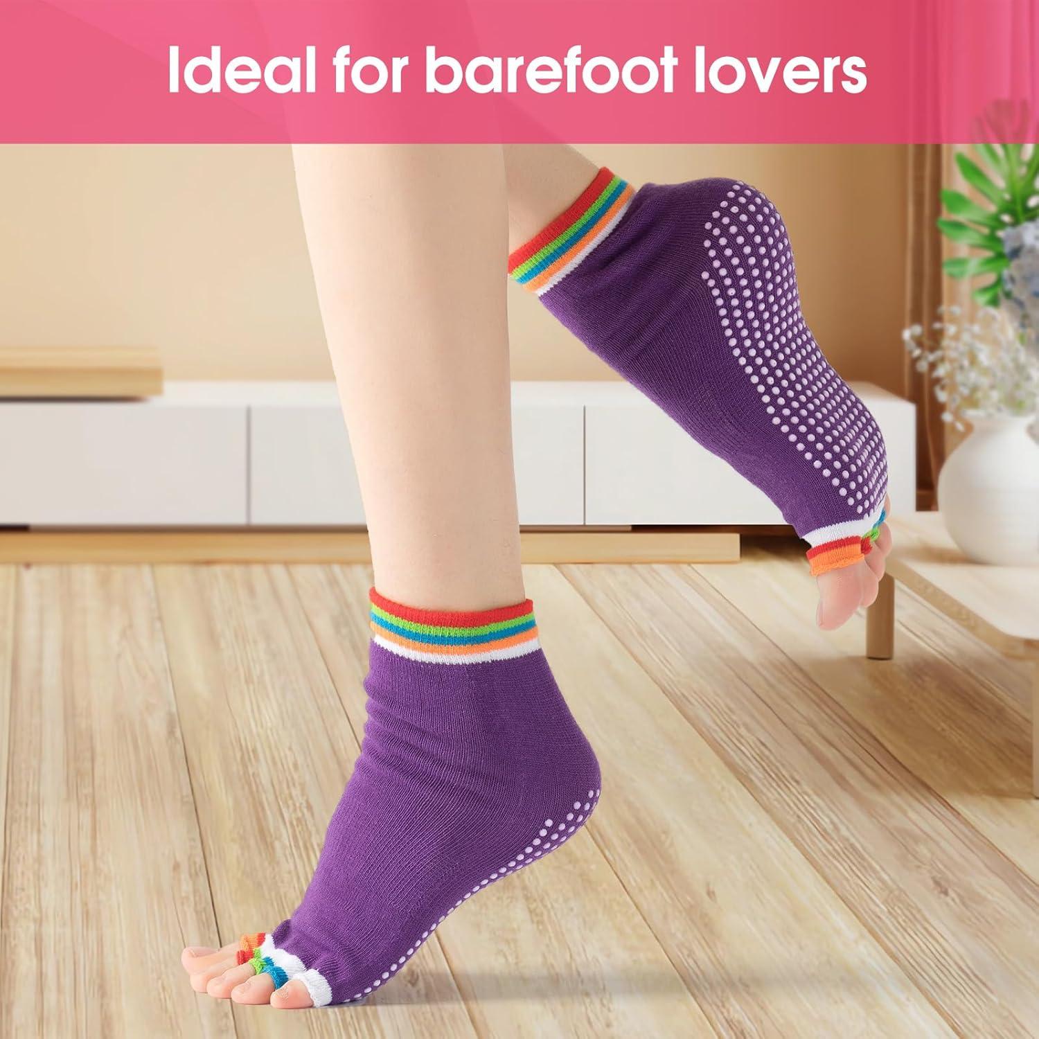 Calcetines de Yoga Antideslizantes Jeuhut 12 Pares Mujeres