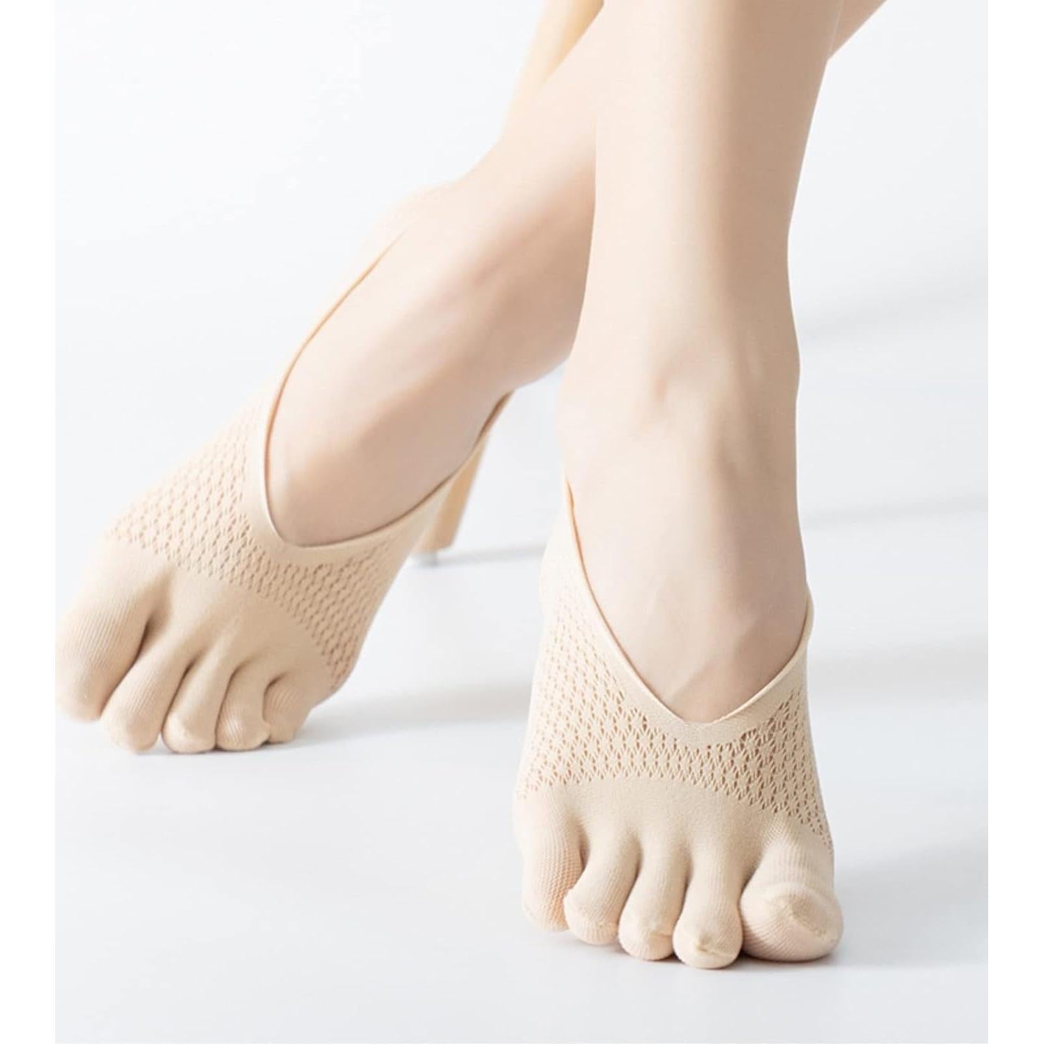 Calcetines de Dedos Invisibles Verdancy para Mujeres - 3 Pares Antideslizantes