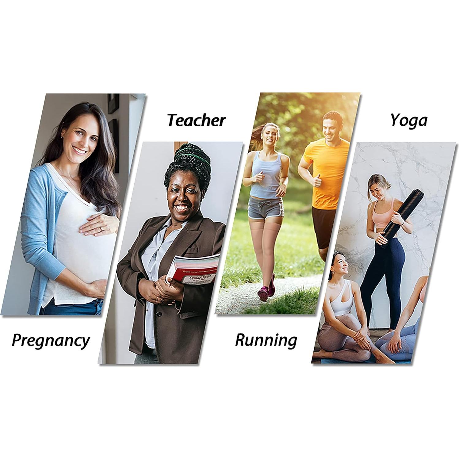 Medias de Compresión hasta el Muslo JYUOZI 20-30 mmHg 2XL Beige