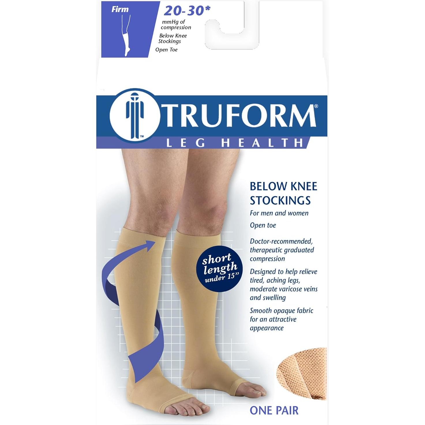Medias de Compresión Truform 0865 Beige Punta Abierta 20-30 mmHg