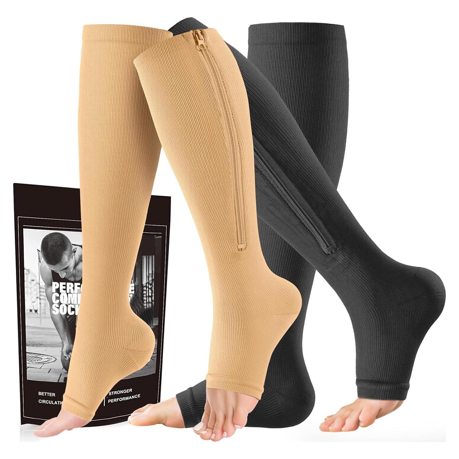 Calcetines de compresión Cerpit con cremallera 15-20 mmHg - 2 pares