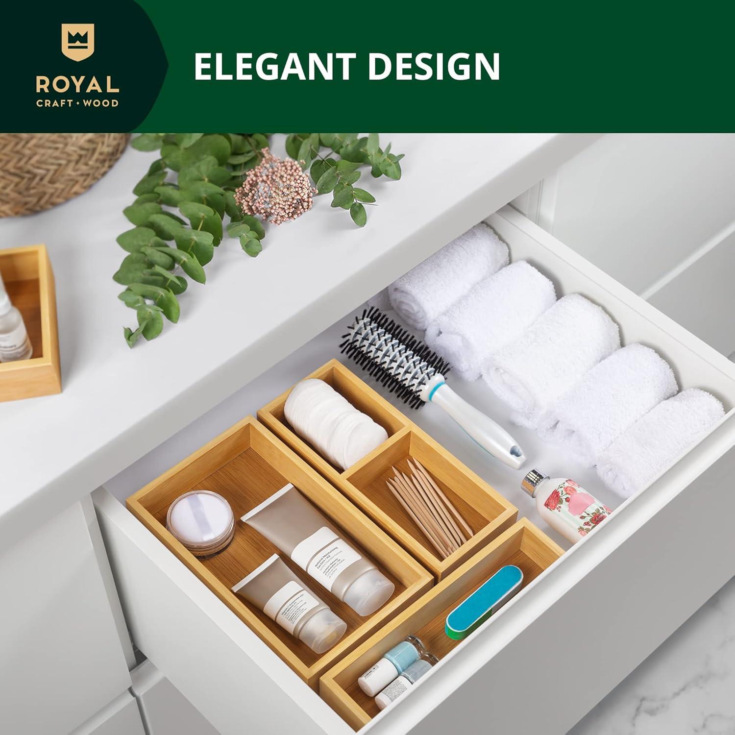 Organizador de Cajones de Bambú Royal Craft Wood - 3 Cajas