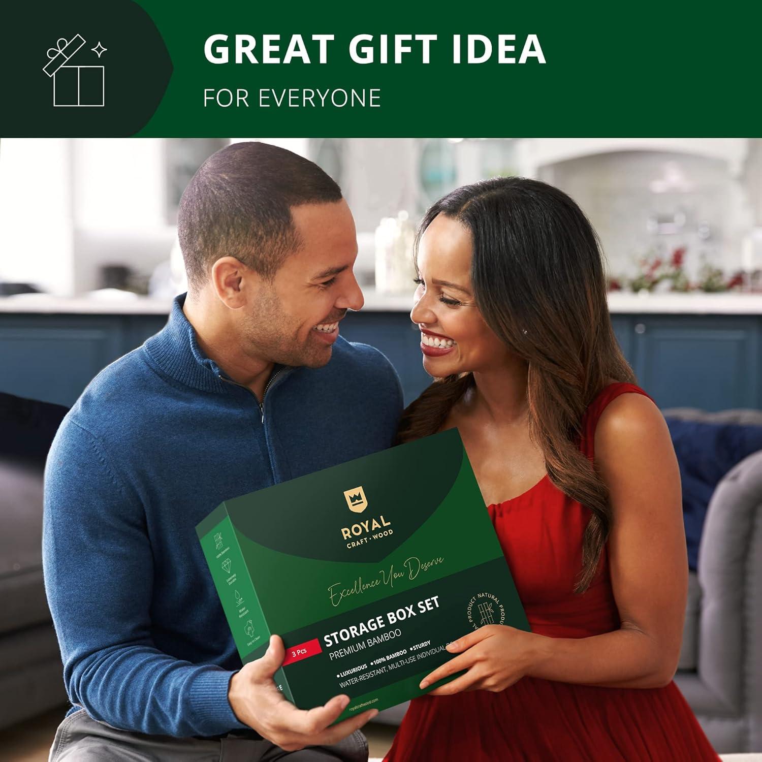 Organizador de Cajones de Bambú Royal Craft Wood - 3 Cajas