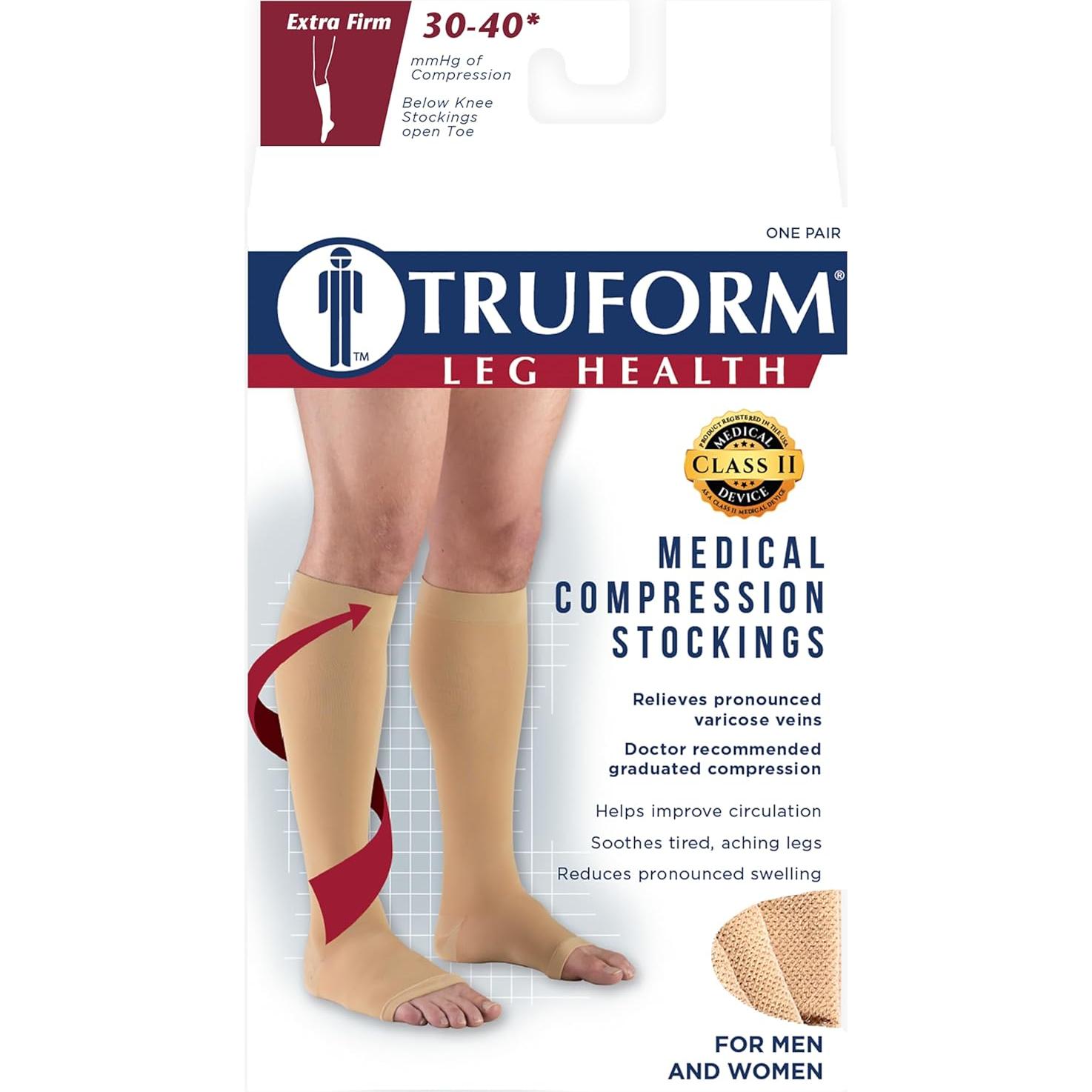 Medias de Compresión Truform 0845 Unisex 30-40 mmHg Negro Mediano