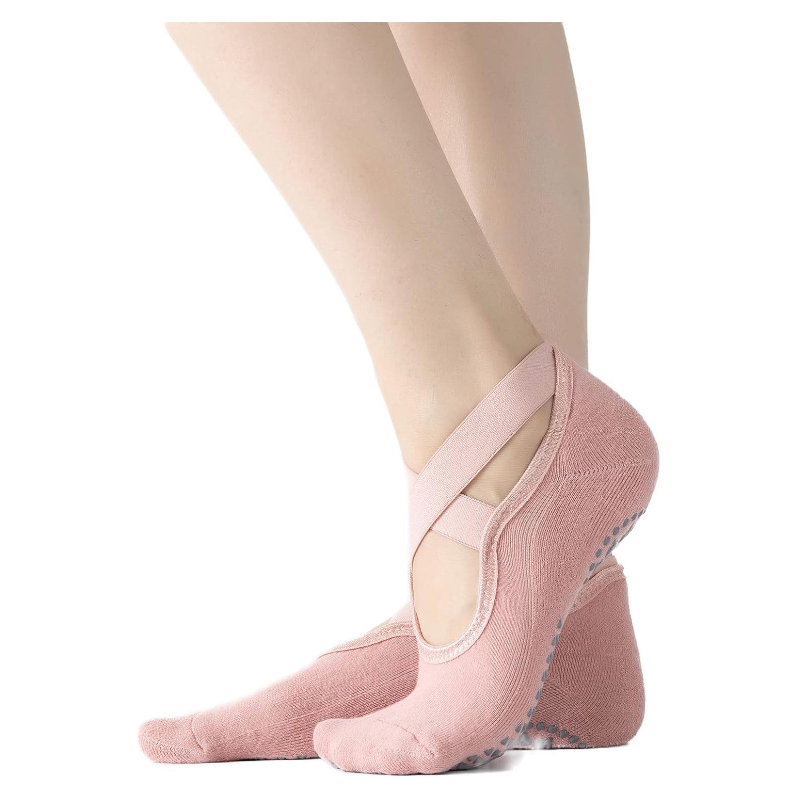 Calcetines Antideslizantes para Yoga y Pilates Mujeres Rosa