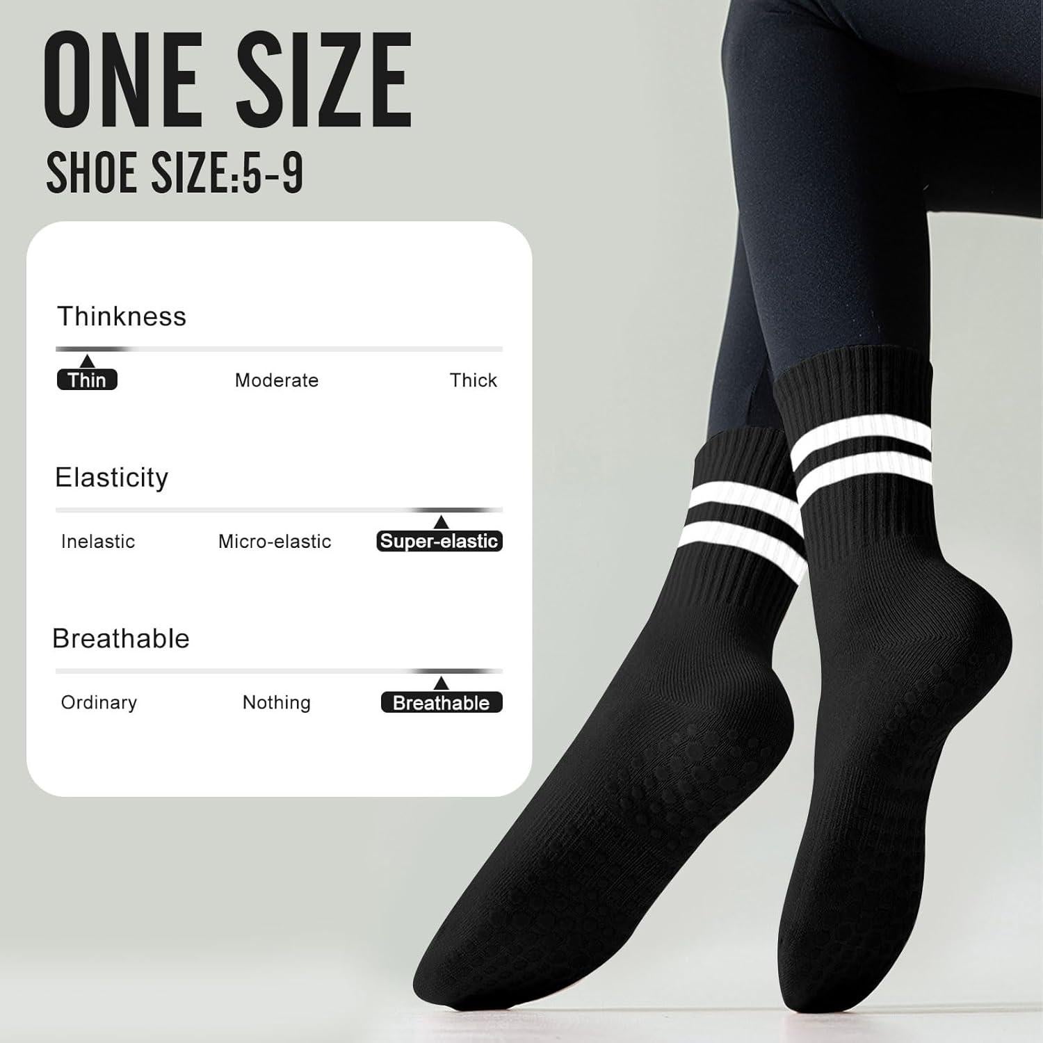 3 Pares de Calcetines Antideslizantes para Yoga Pddstance