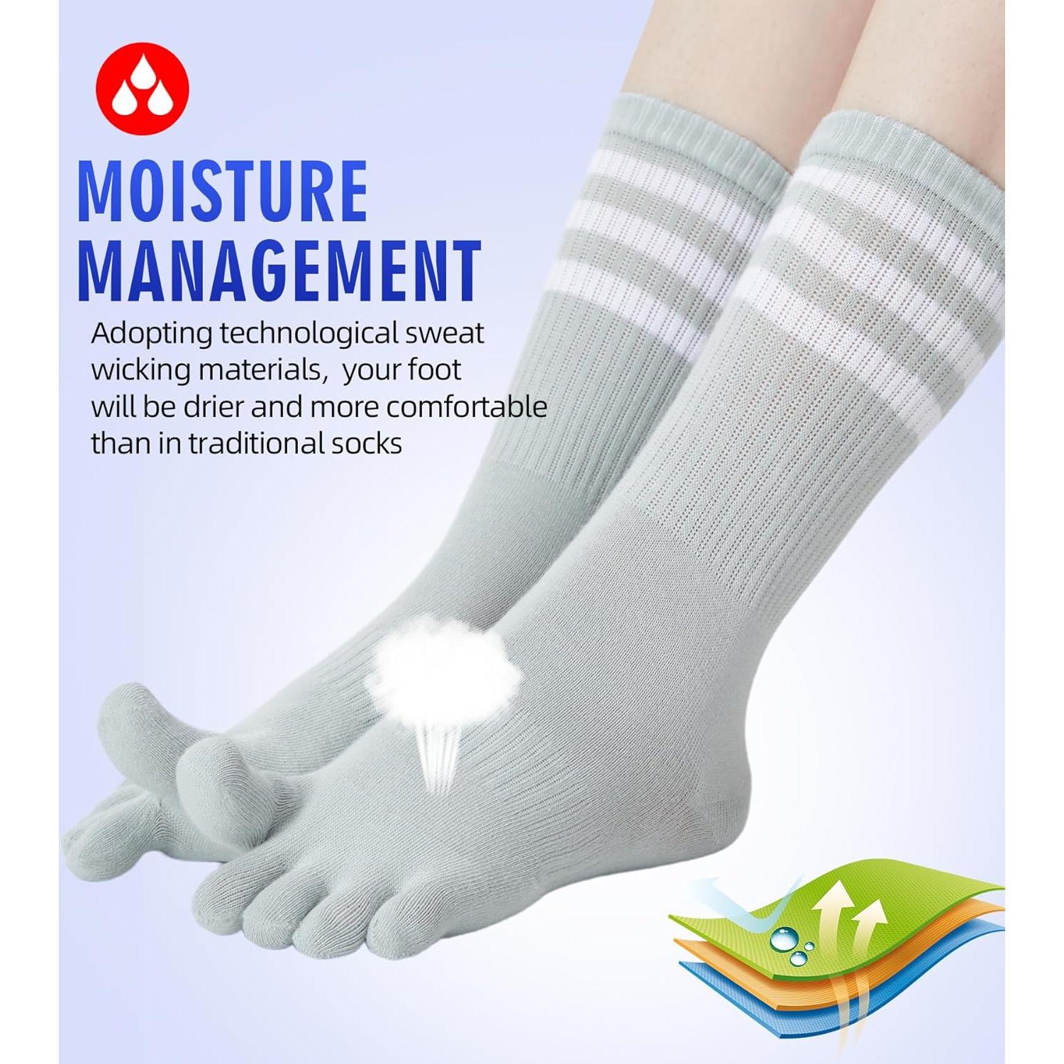 Calcetines de Dedo para Mujeres Fasot - 6 Paquetes Transpirables