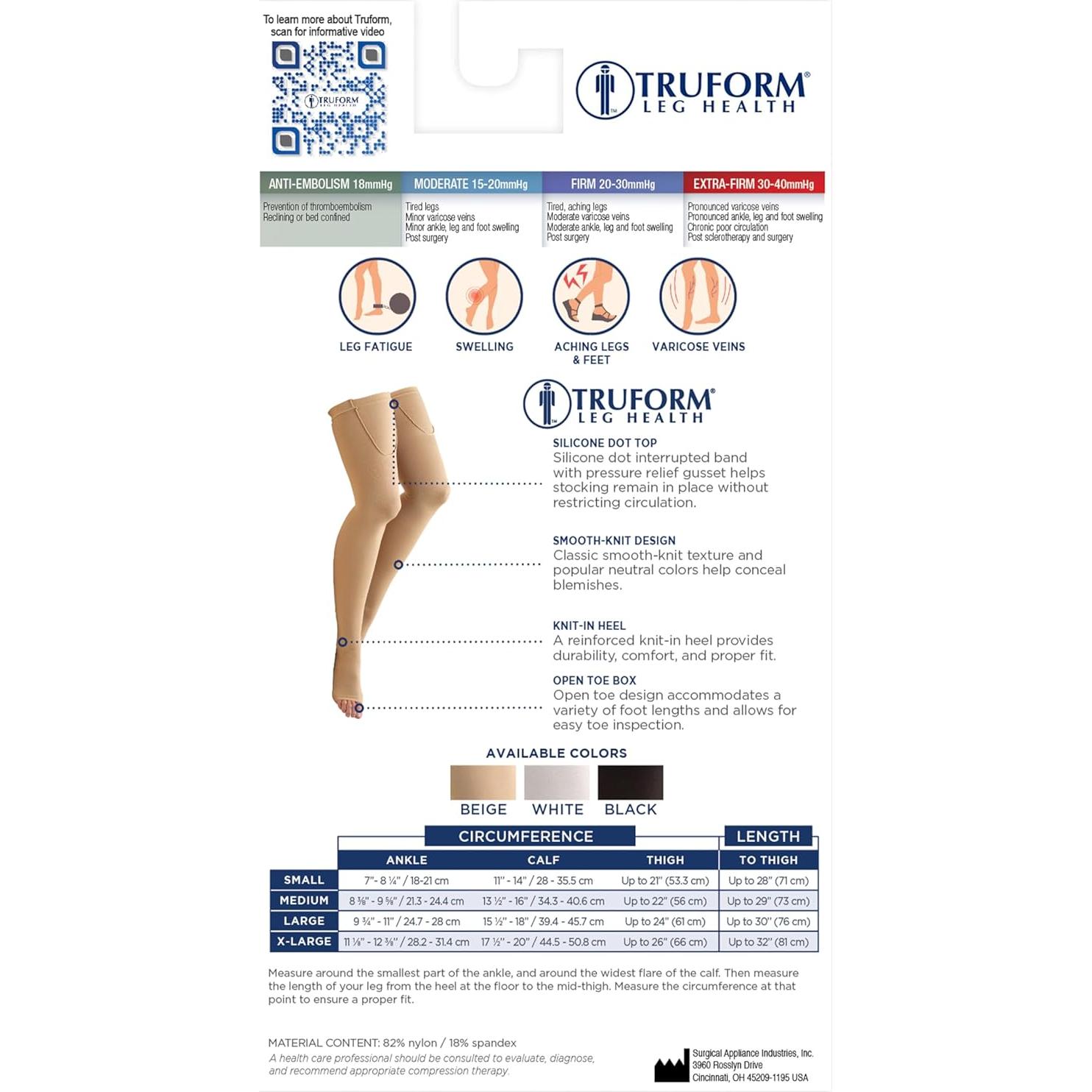 Medias Antiembolia Truform 0810, Compresión 18 mmHg, Unisex, Grande