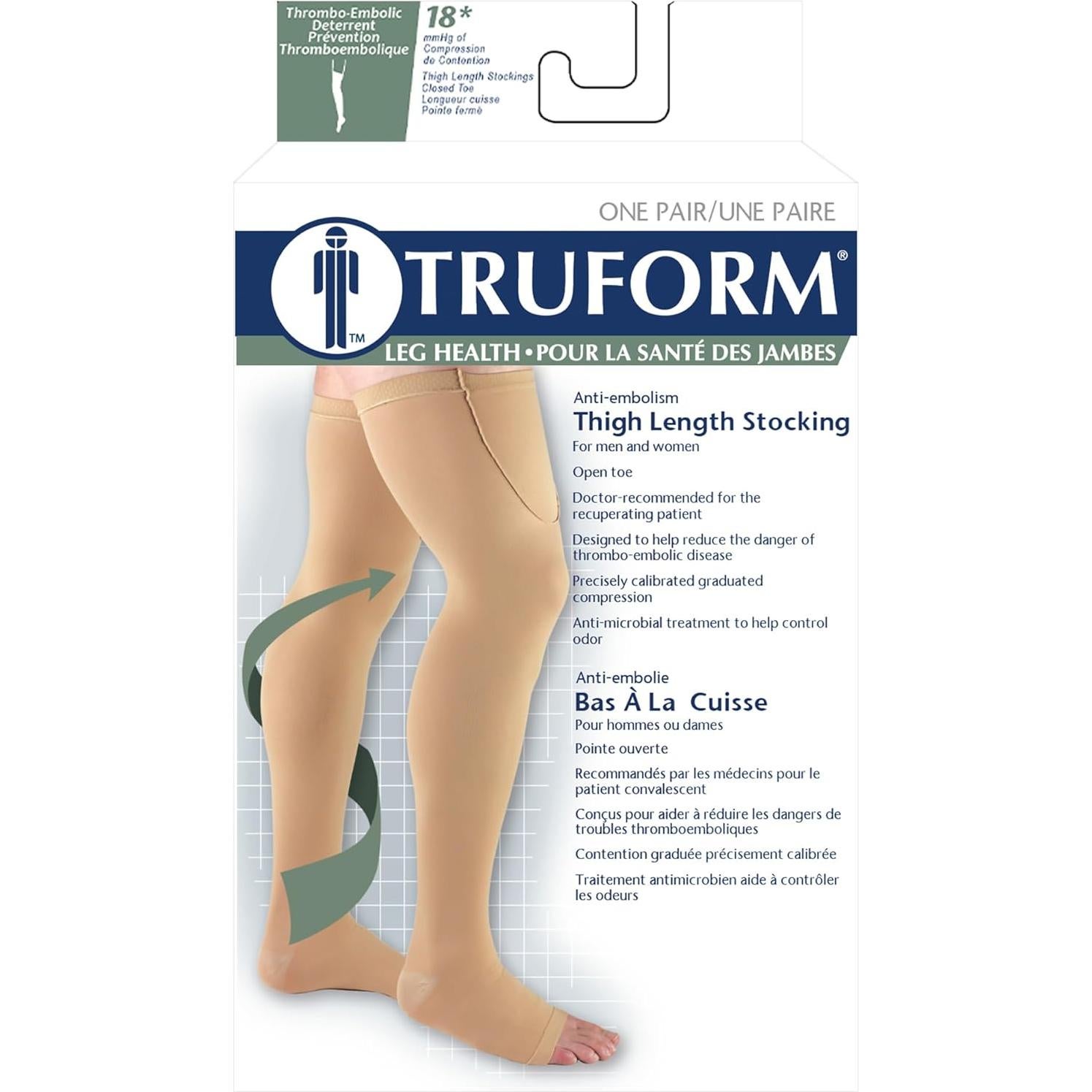 Medias Antiembolia Truform 0810, Compresión 18 mmHg, Unisex, Grande