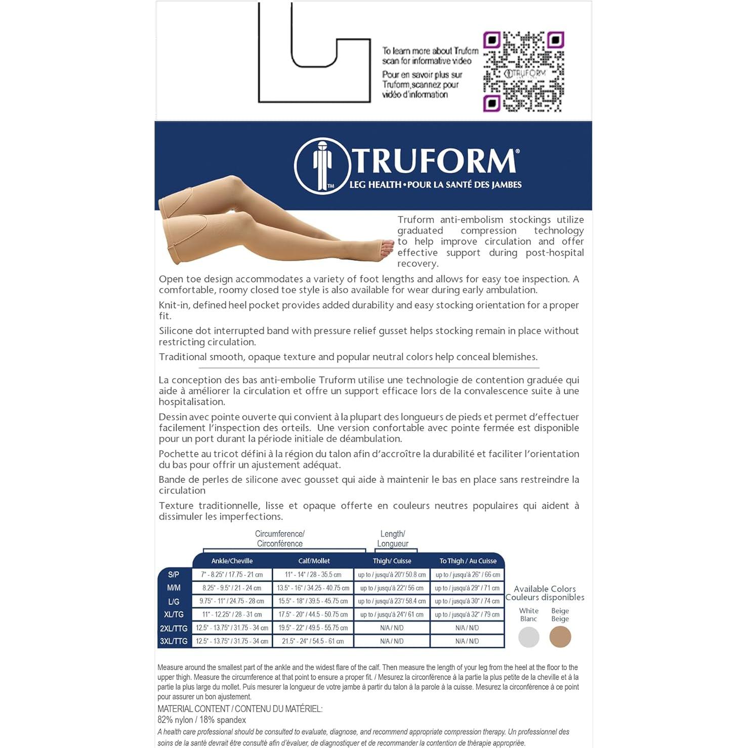 Medias Antiembolia Truform 0810, Compresión 18 mmHg, Unisex, Grande