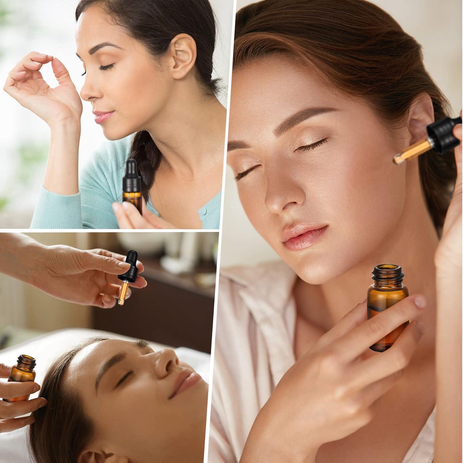 Nuogo 100 Botellas de Vidrio Ámbar 3 ml con Cuentagotas