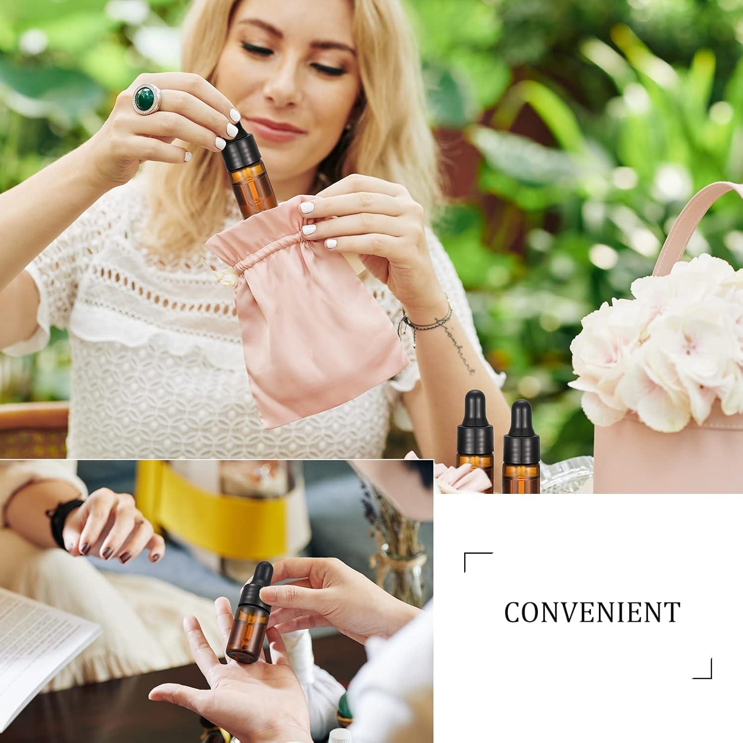 Nuogo 100 Botellas de Vidrio Ámbar 3 ml con Cuentagotas