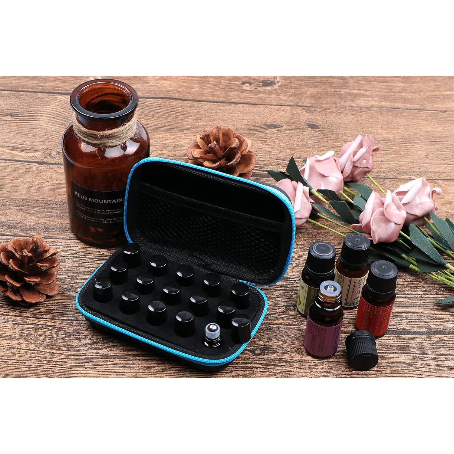 Botellas de vidrio ámbar 1ml con rodillo y tapas negras - 25 unidades