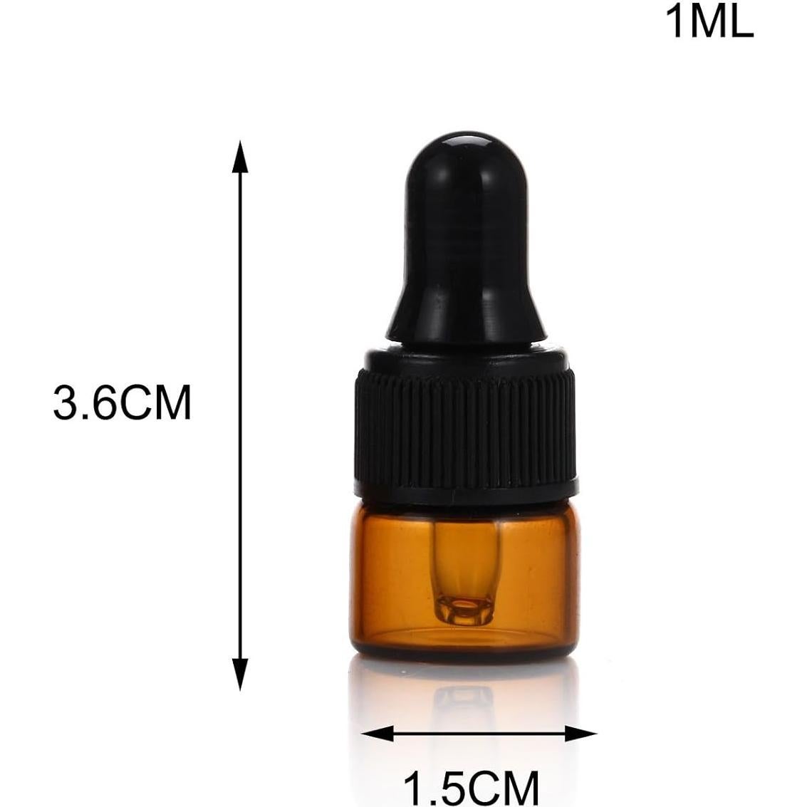 50 Botellas de Vidrio Ámbar 1ml con Cuentagotas y Paño